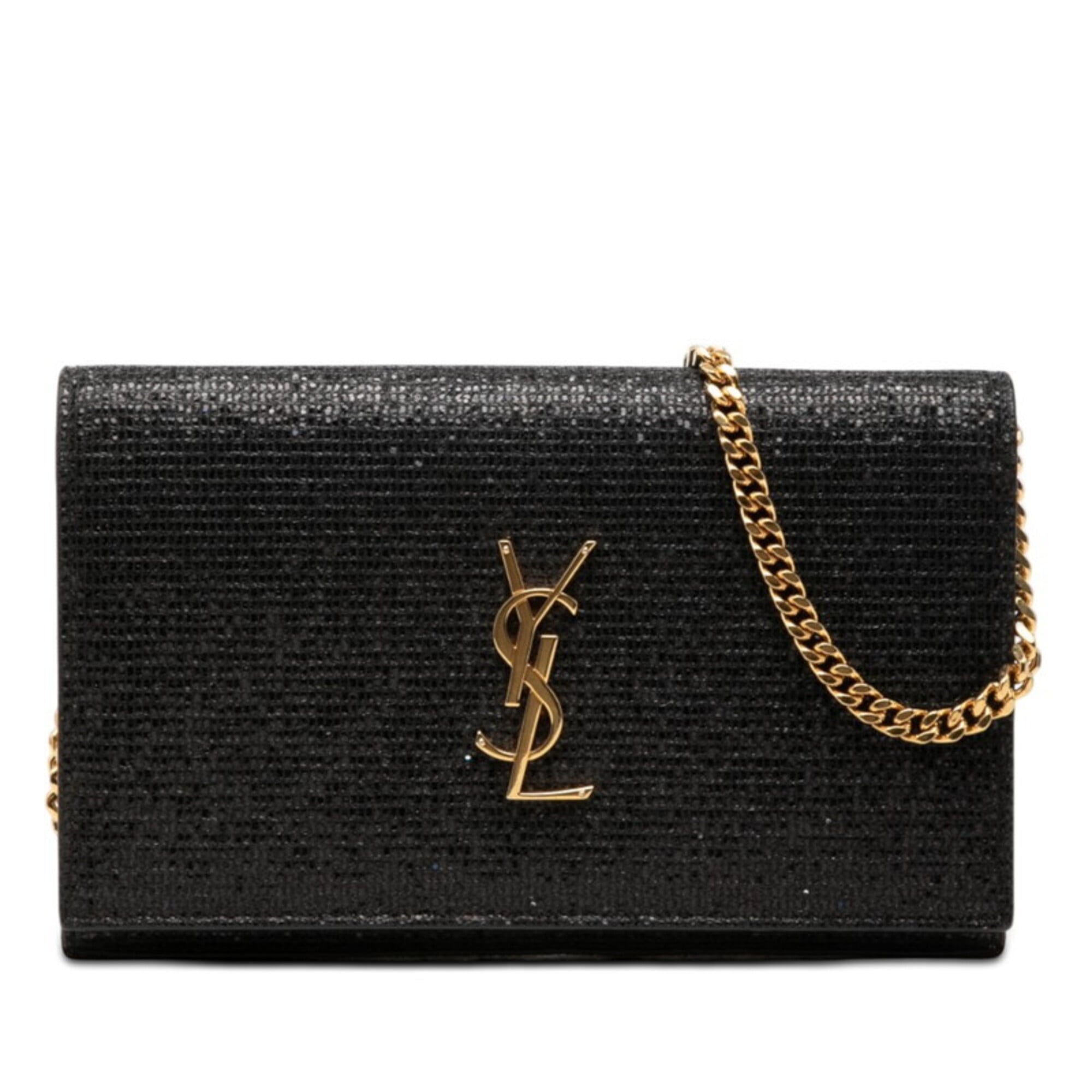 Saint Laurent Black Spangles Leather Shoulder Bag (Pre-Owned)