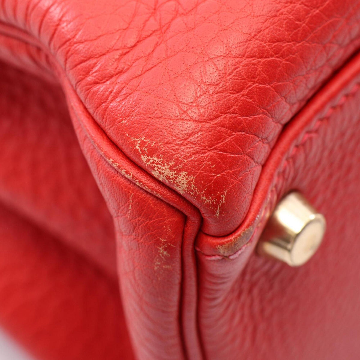 Hermes Red Color Taurillon Clemence Leather Handbag (Pre-Owned)