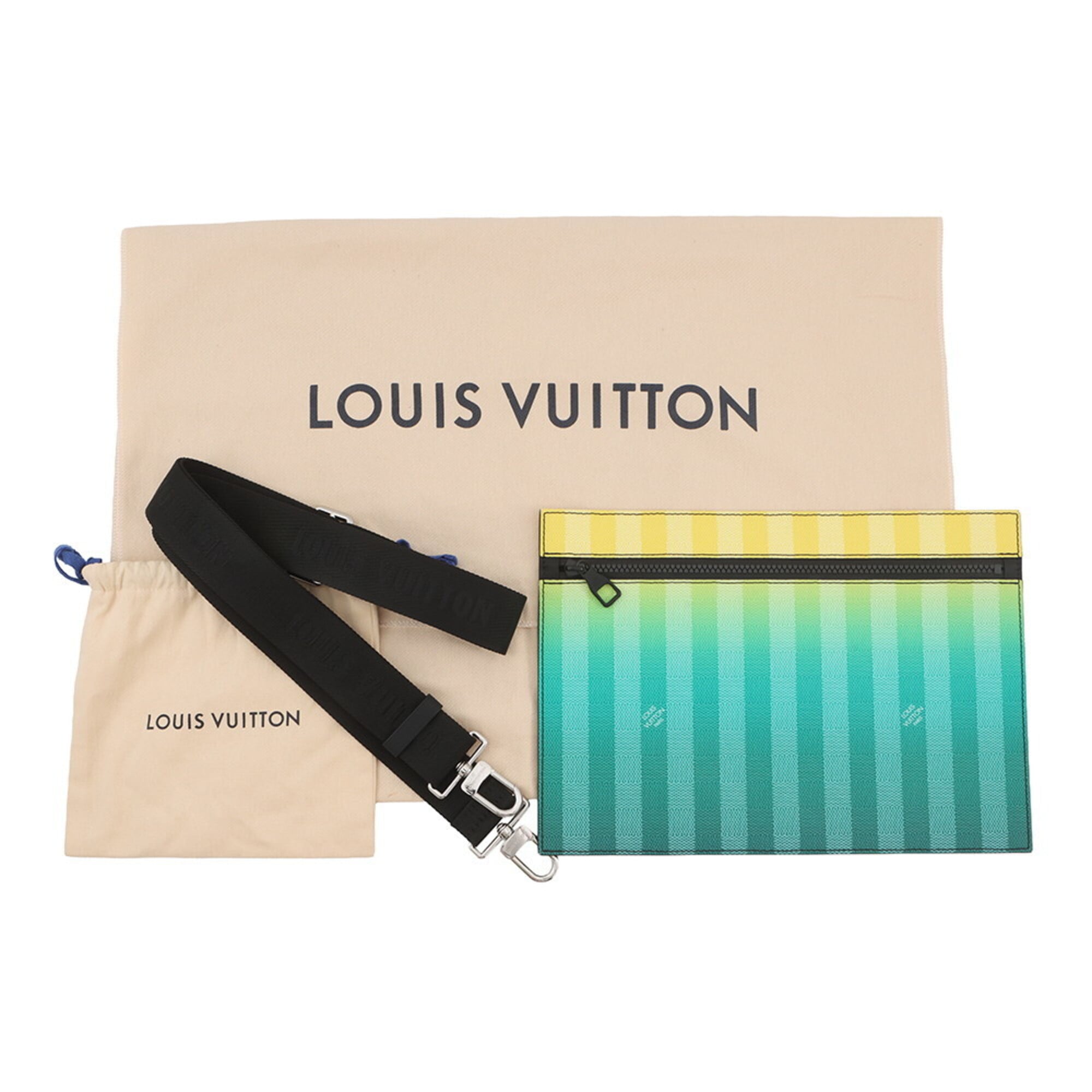 Louis Vuitton Damier Canvas Green Yellow Damier Canvas Handbag Pouch Shoulder Bag Tote Bag (Pre-Owned)