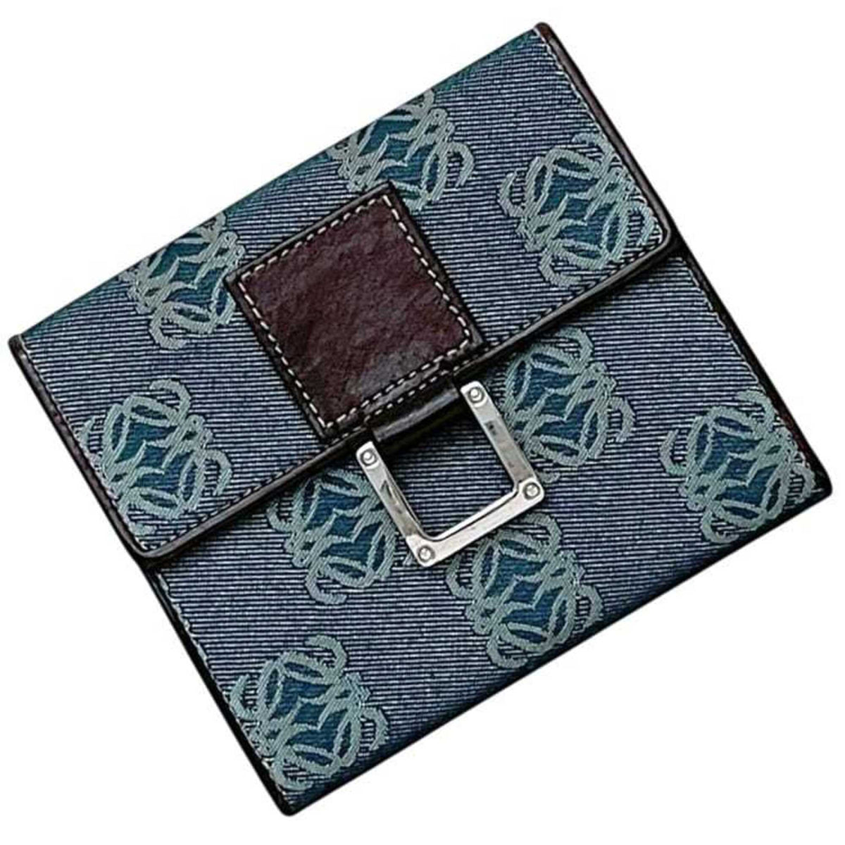 Loewe Blue Brown Canvas Leather Wallet (Bi-Fold) (Pre-Owned)