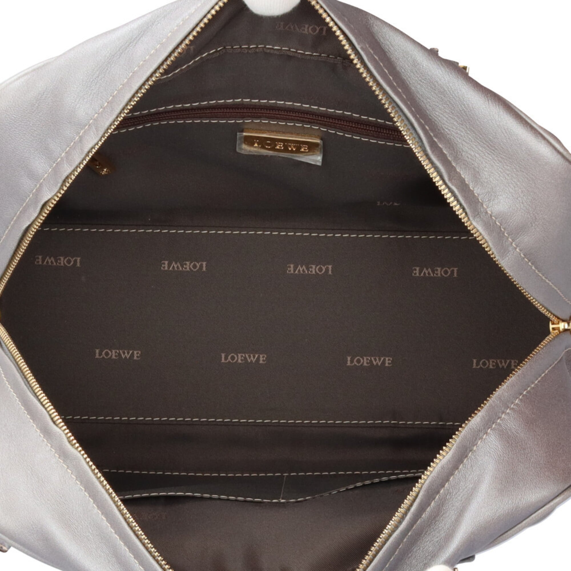 Loewe Gray Metallic Gray Leather Handbag (Pre-Owned)