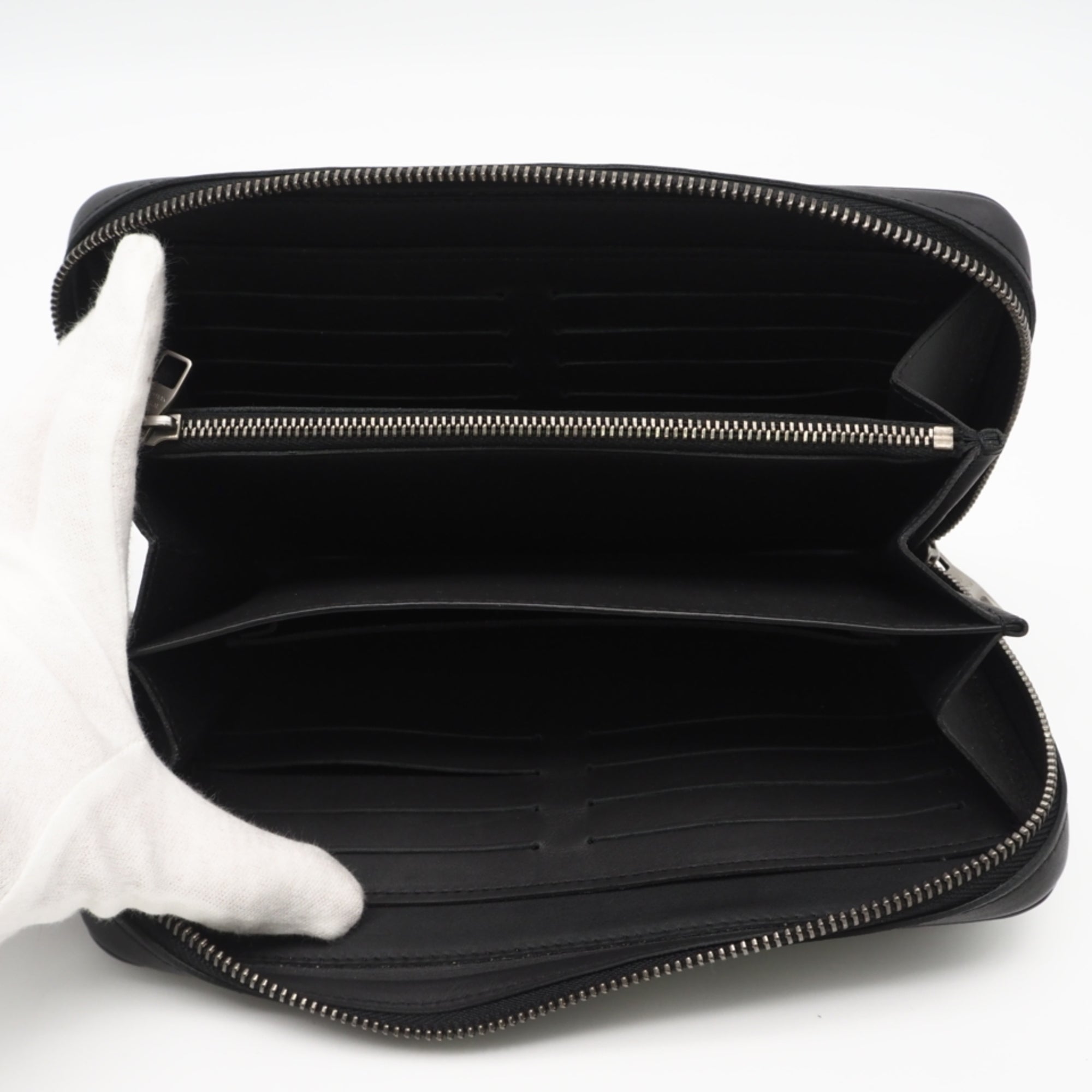 Louis Vuitton Damier Infini Black Leather Long Wallet (Bi-Fold) (Pre-Owned)