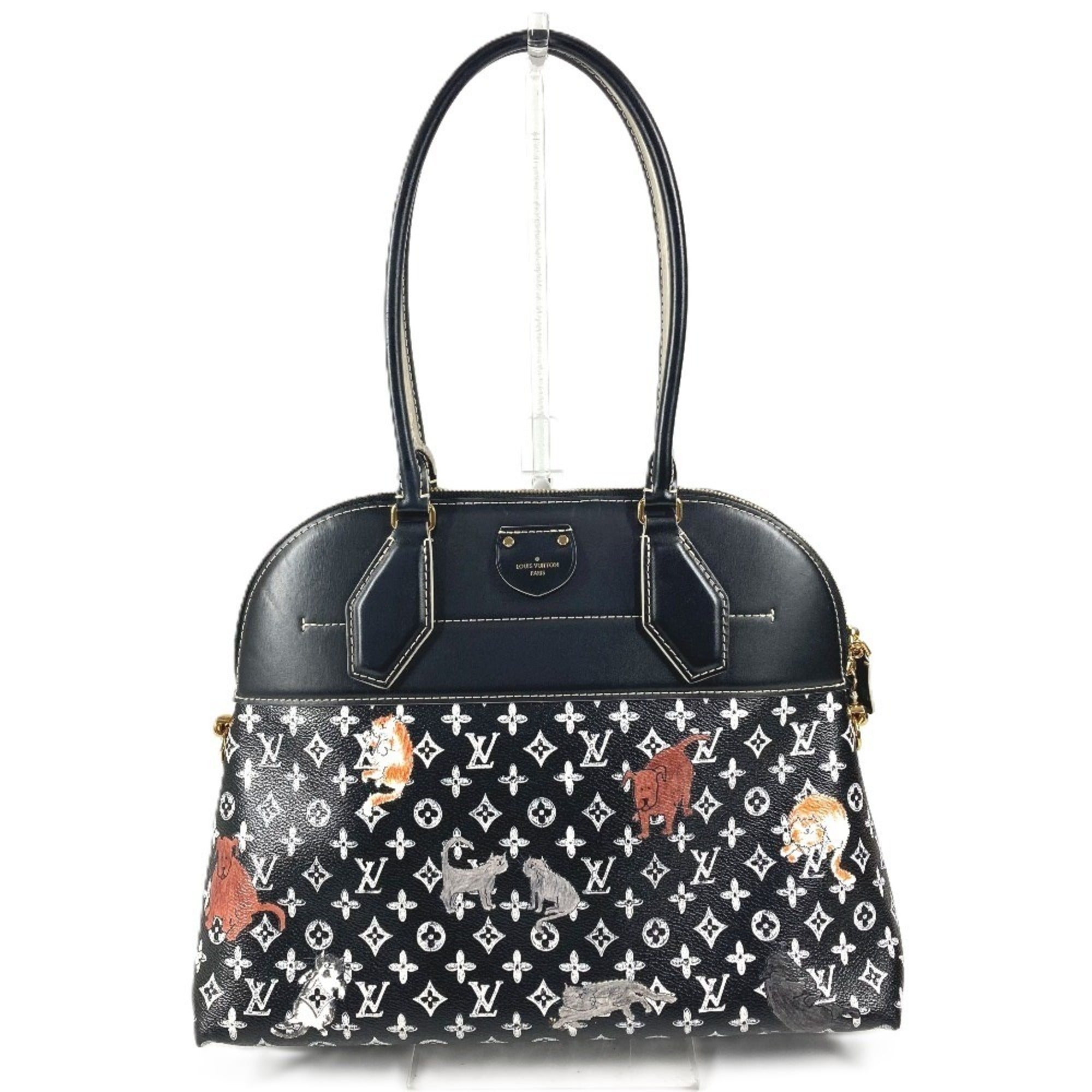 Louis Vuitton Black Noir Leather Shoulder Bag Tote Bag (Pre-Owned)