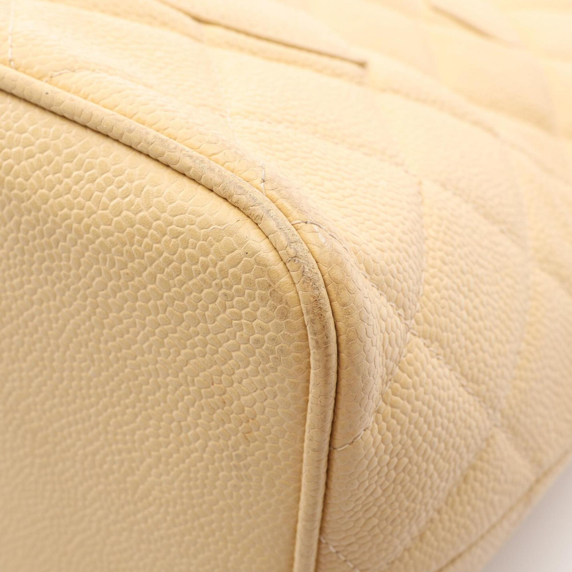 Chanel Beige Grained Calfskin Handbag Tote Bag (Pre-Owned)