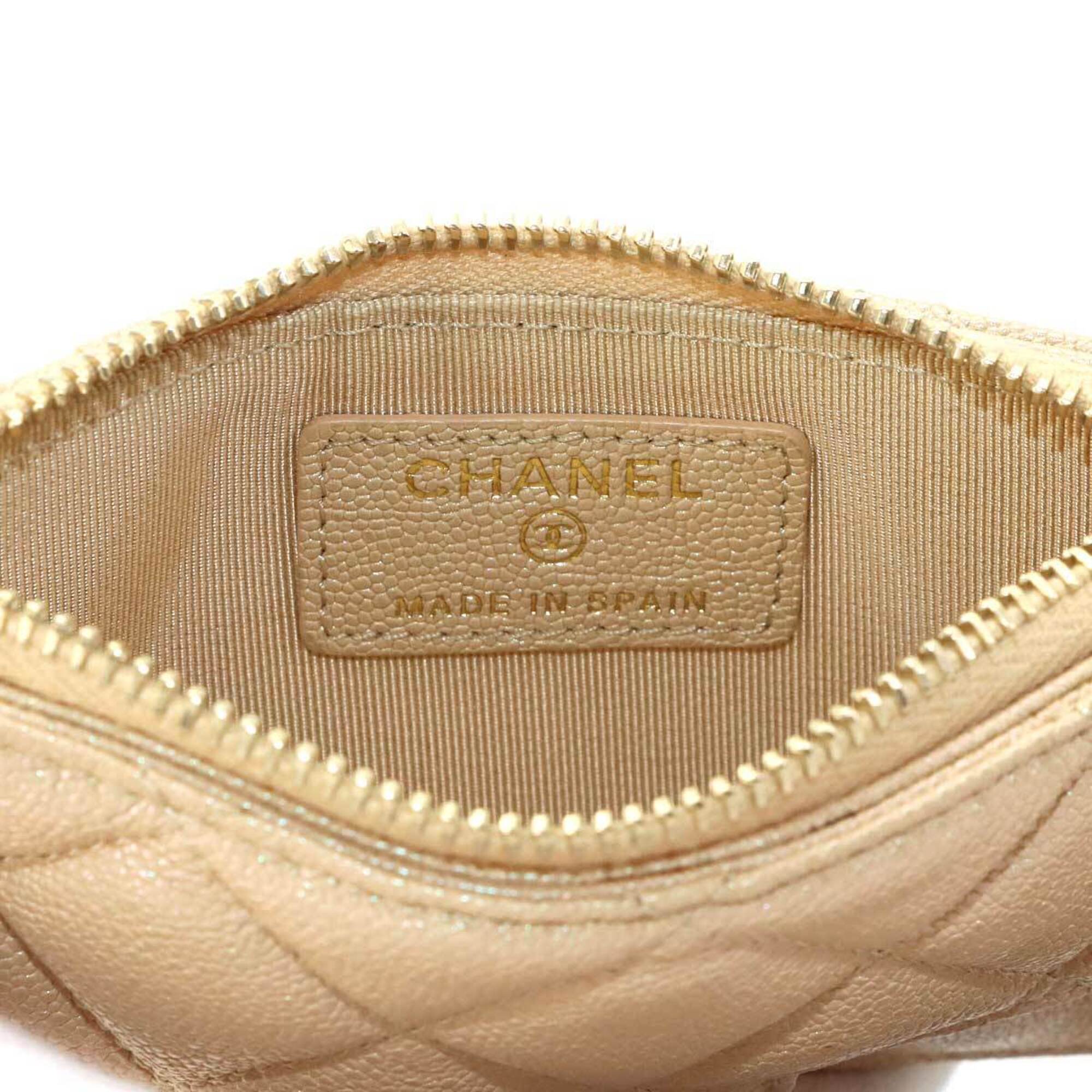 Chanel Beige Grained Calfskin Coin Purse/Coin Case (Pre-Owned)