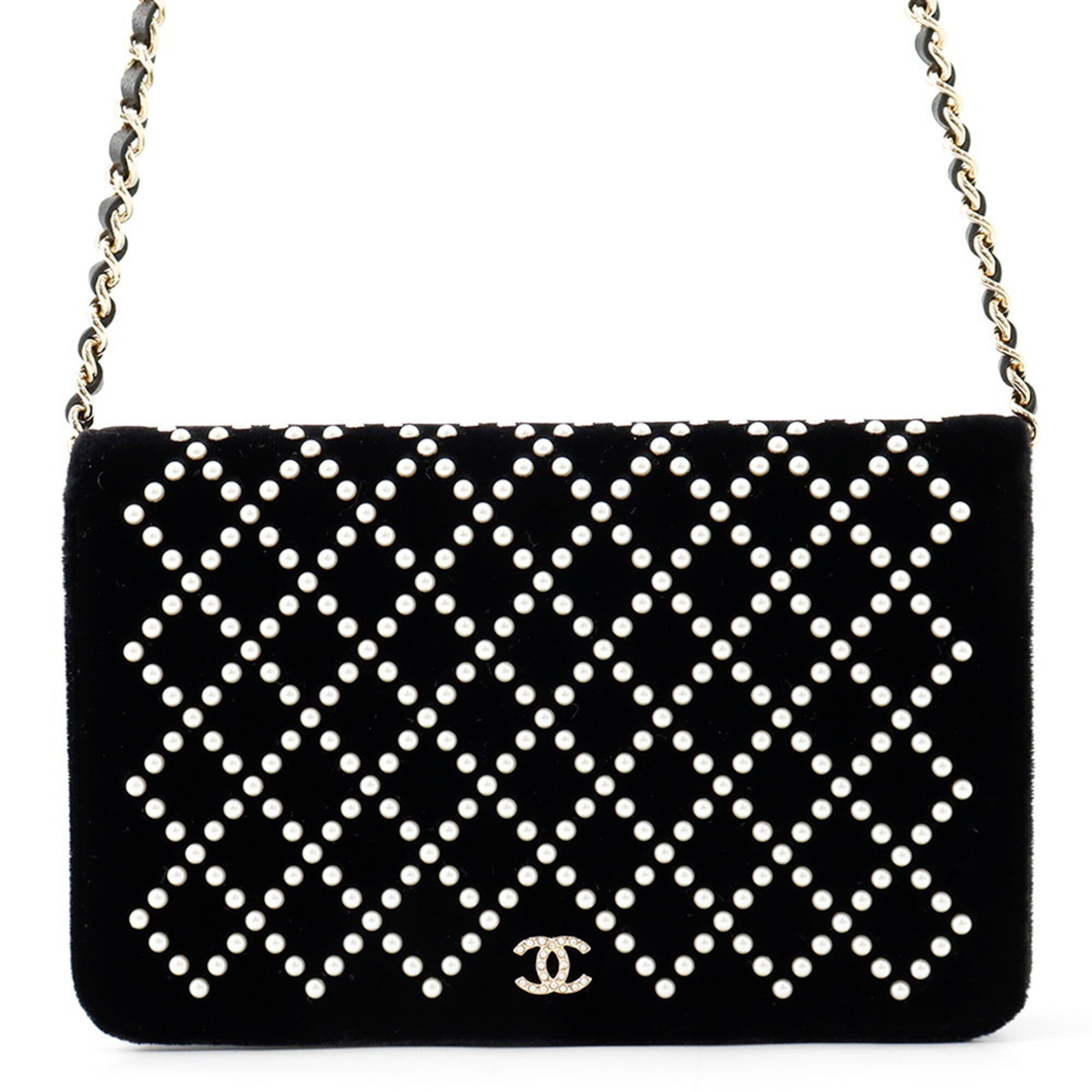 Chanel Black Leather Chain/Shoulder Wallet (Pre-Owned)