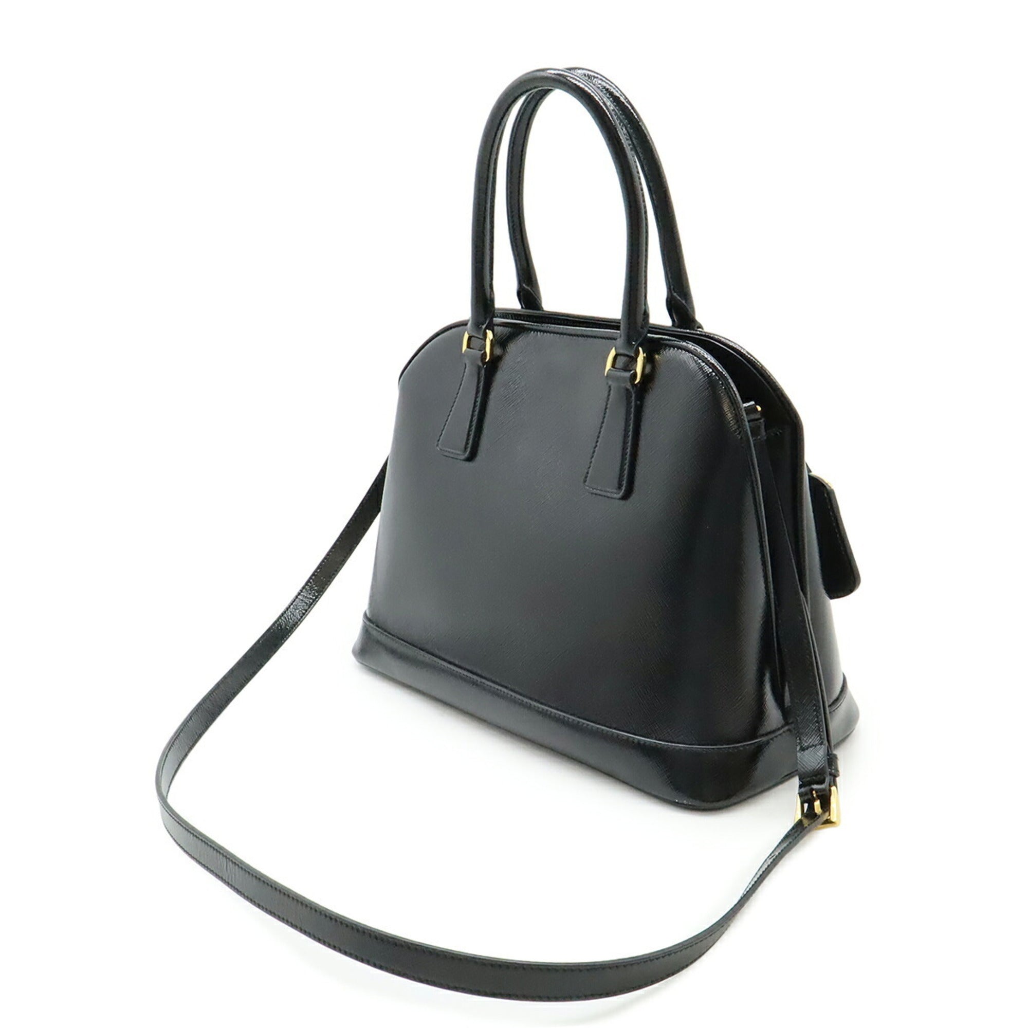 Prada Black Nero Patent Leather Handbag Shoulder Bag (Pre-Owned)