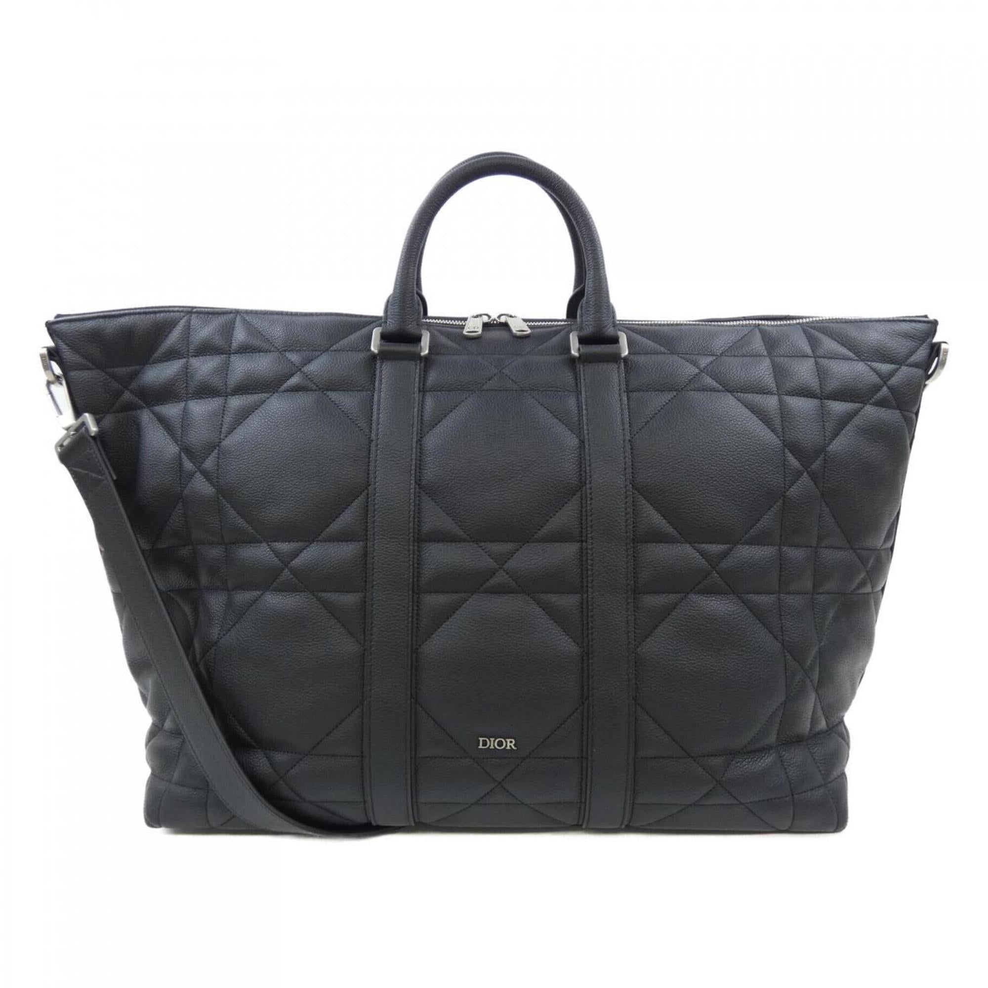 Christian Dior Black Leather Handbag Weekend Bag (Pre-Owned)