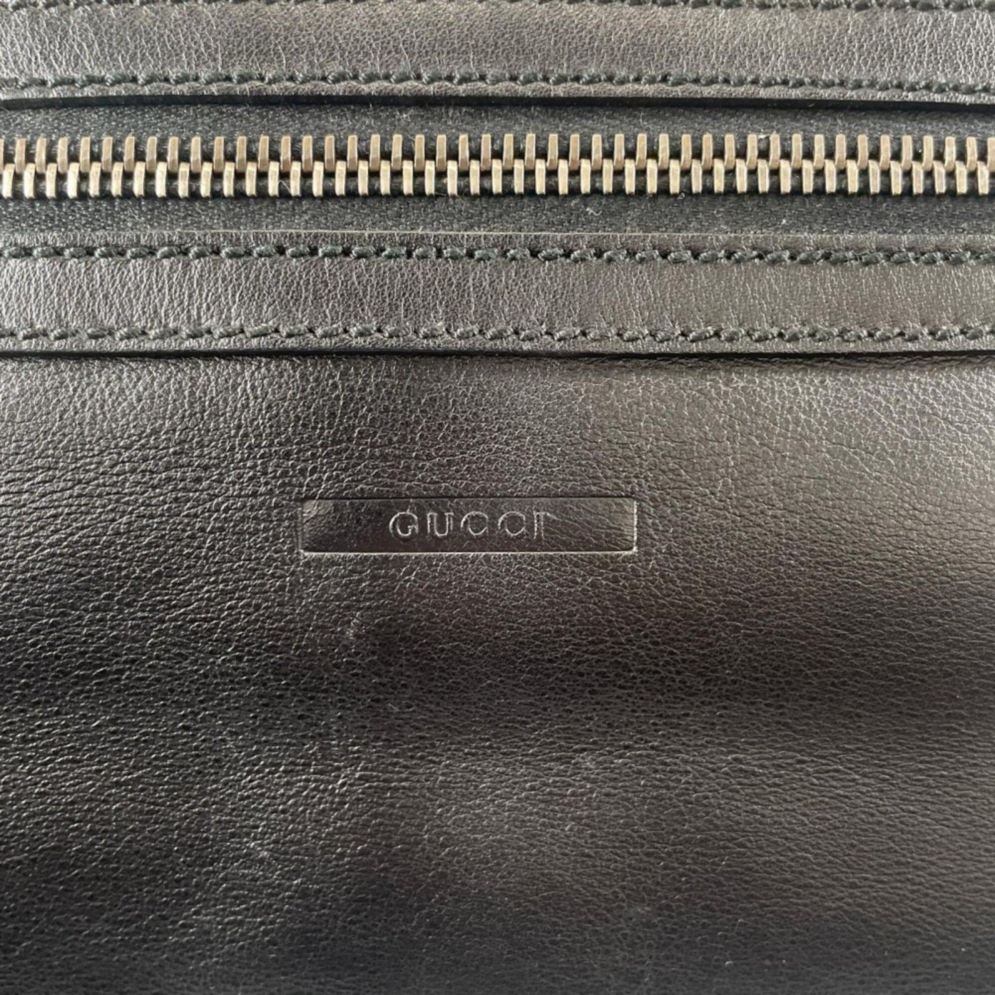 Gucci Black White Leather Handbag (Pre-Owned)