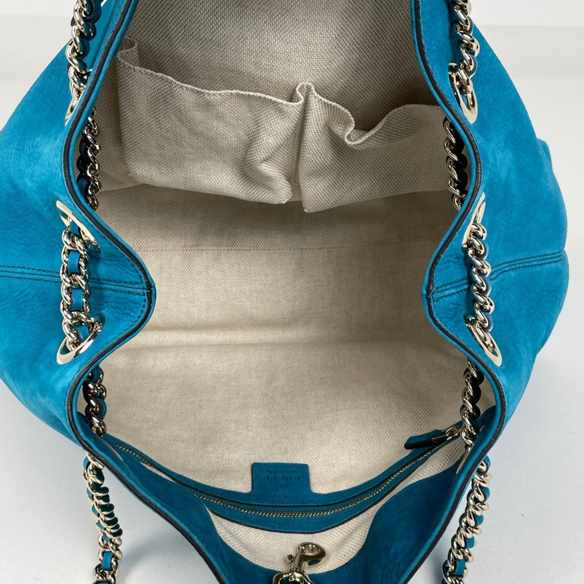 Gucci Soho Blue Leather Shoulder Bag (Pre-Owned)