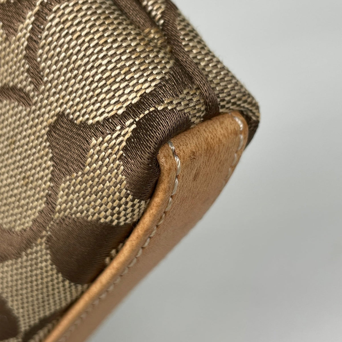 Coach Signature Beige Brown Canvas Leather Shoulder Bag (Pre-Owned)