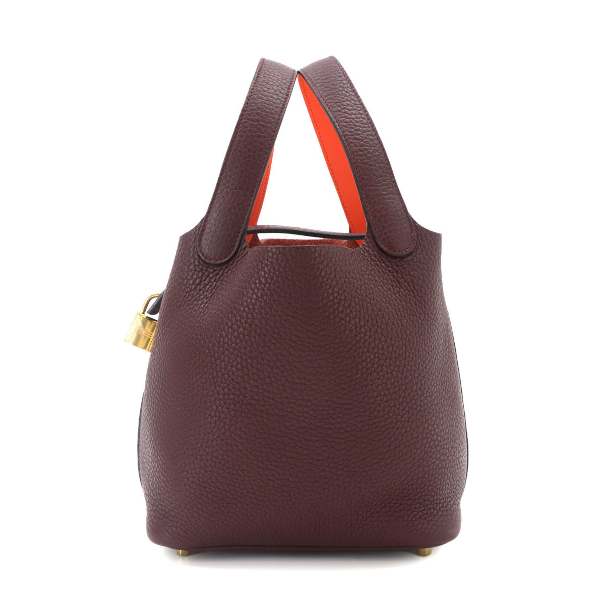 Hermes Orange Poppy Purple Taurillon Clemence Leather Swift Leather Handbag (Pre-Owned)