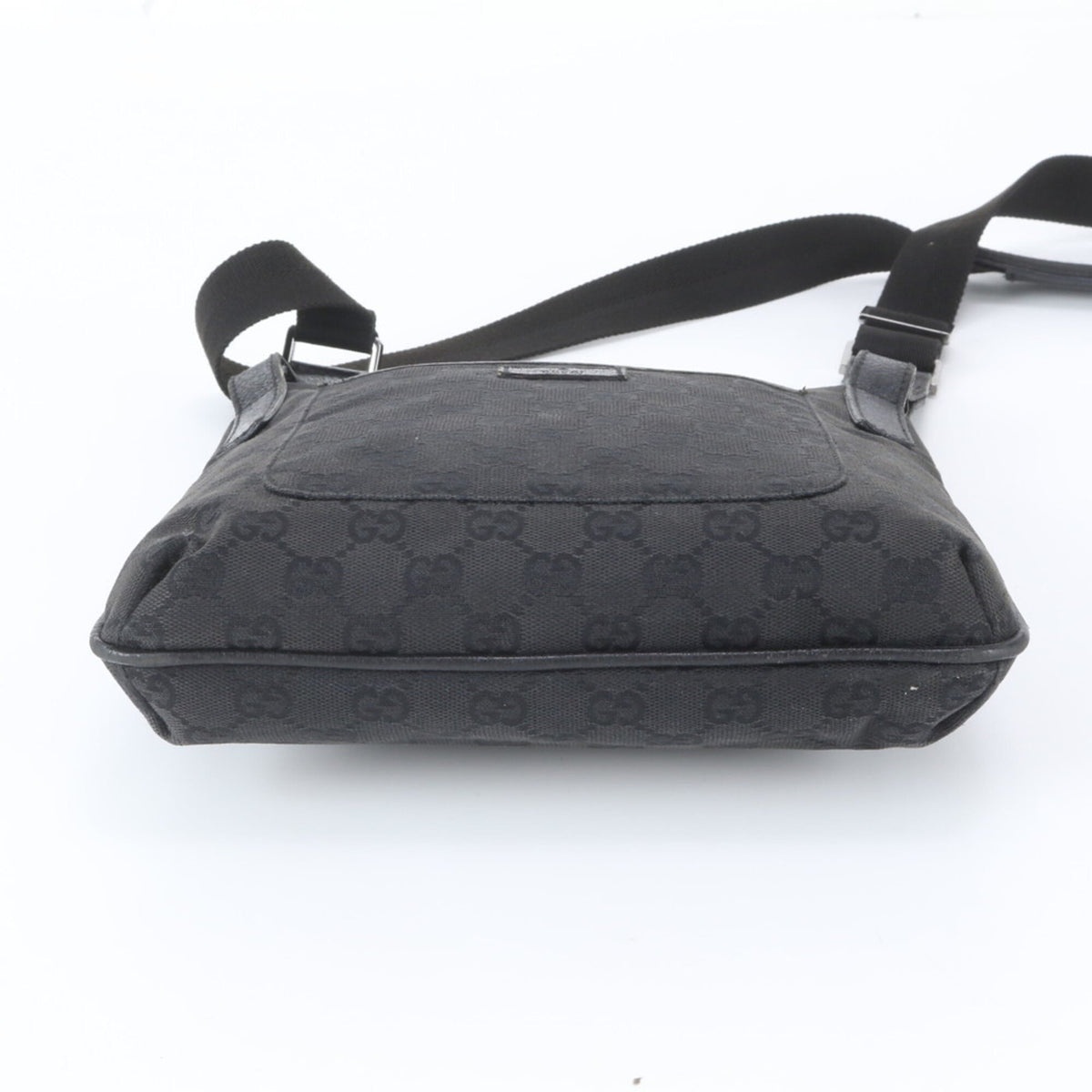 Gucci Black Leather Canvas Handbag Shoulder Bag Tote Bag (Pre-Owned)