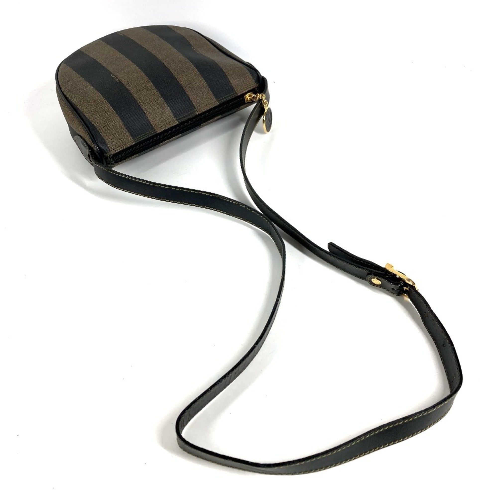 Fendi Black Khaki Pvc Leather Pochette Shoulder Bag (Pre-Owned)