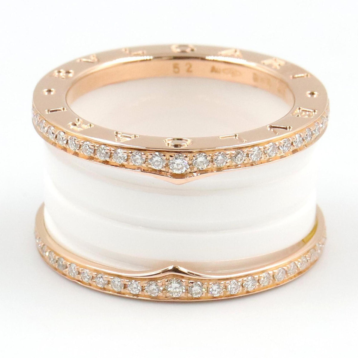 Bvlgari Gold Clear White Pink Gold (18K) Ceramic Band Ring (Pre-Owned)