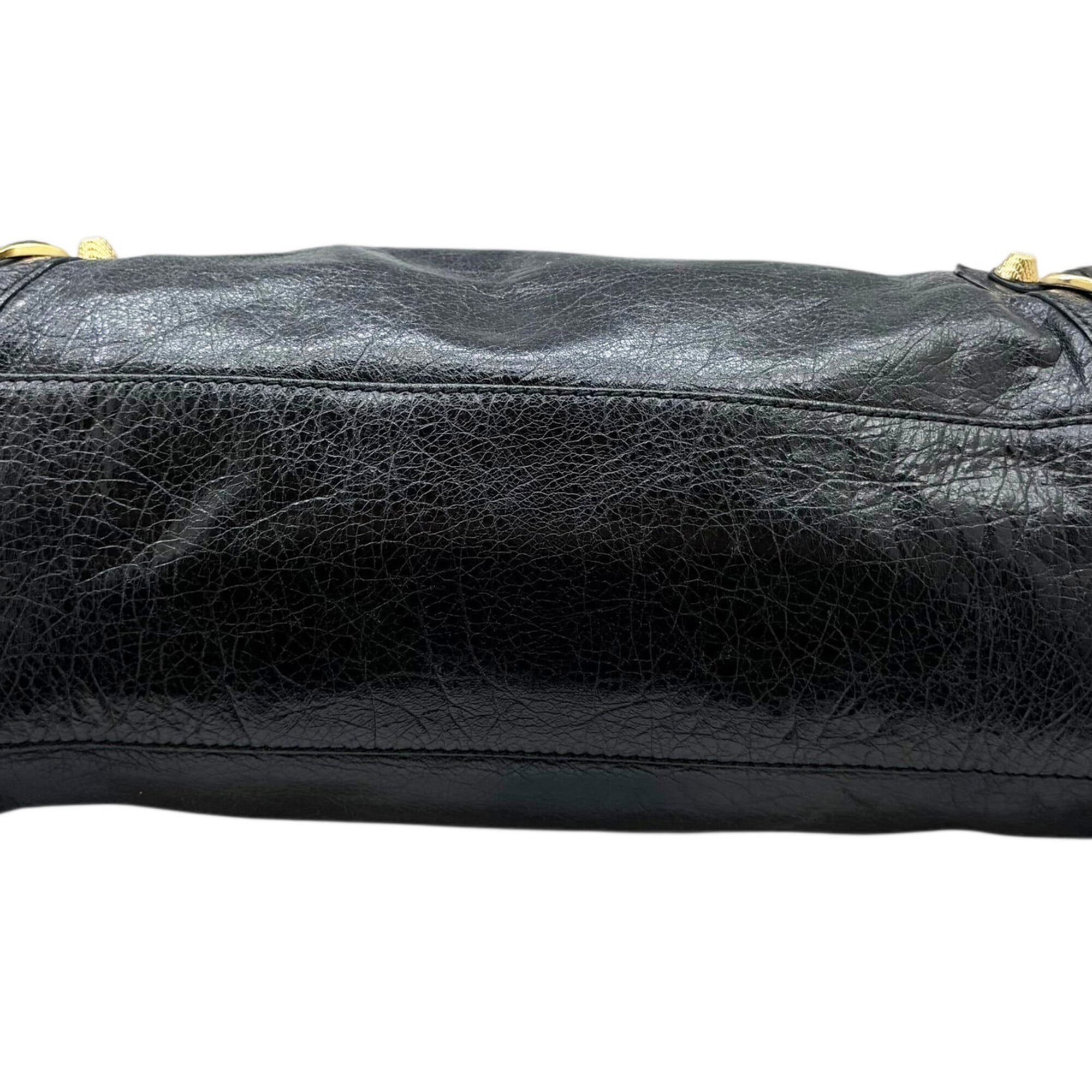 Balenciaga Black Leather Handbag Shoulder Bag (Pre-Owned)
