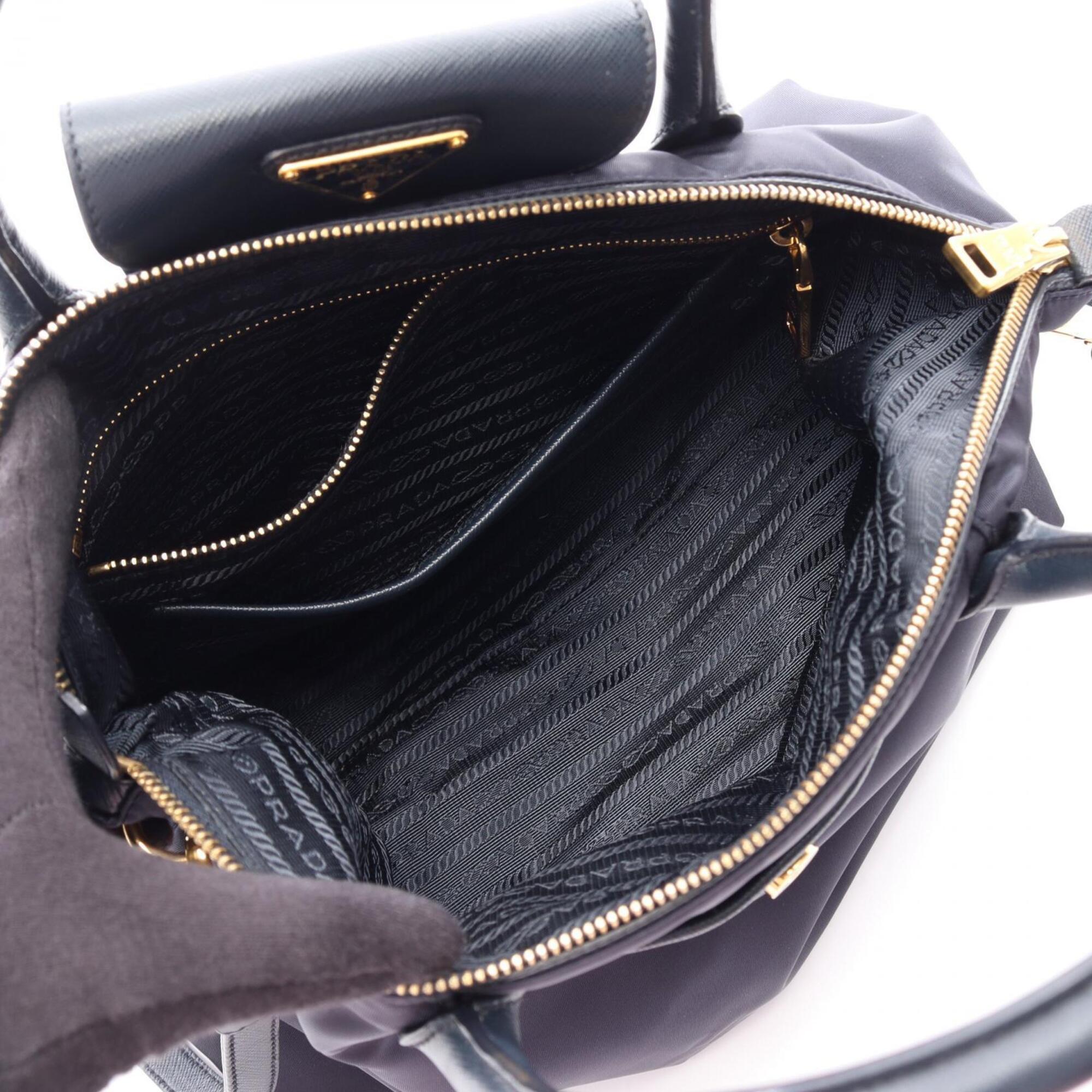 Prada Navy Nylon Saffiano Triangle Handbag (Pre-Owned)