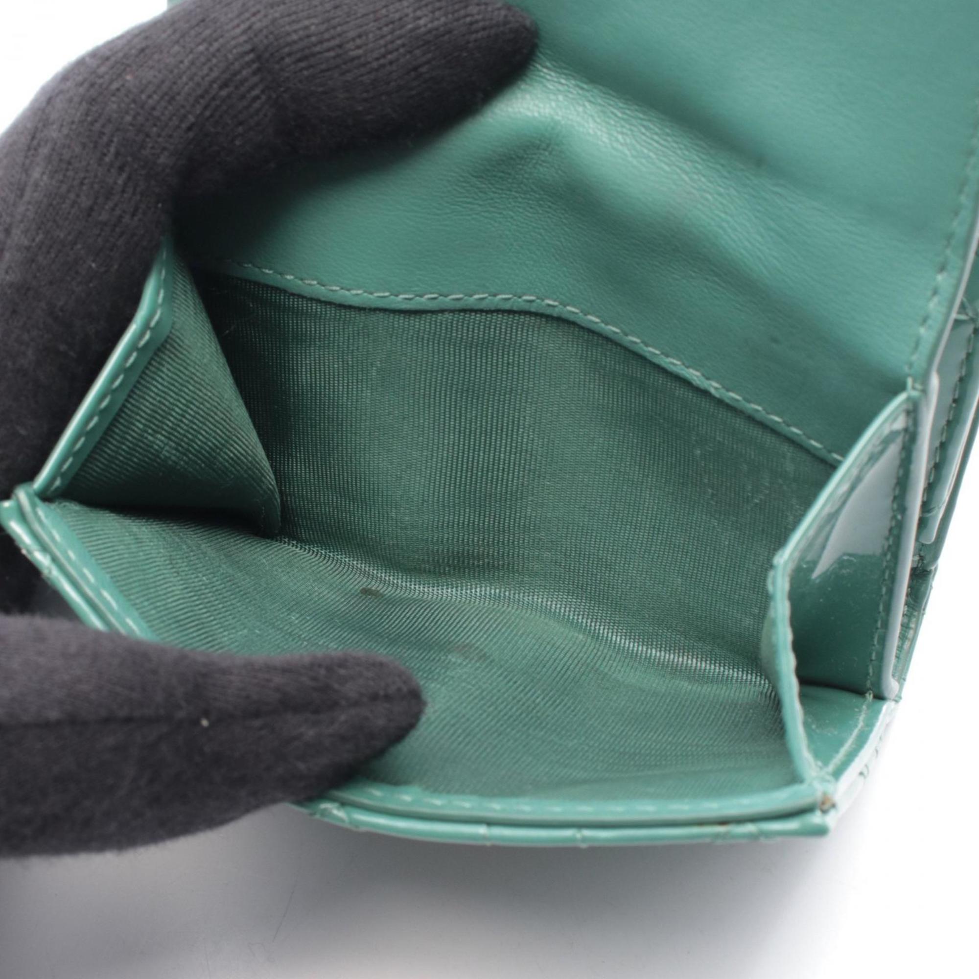 Christian Dior Green Patent Leather Wallet (Tri-Fold) (Pre-Owned)