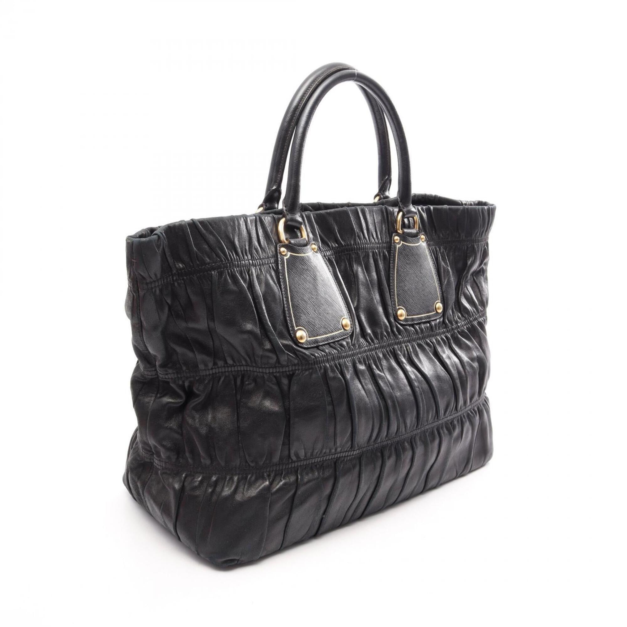 Prada Black Leather Handbag Tote Bag (Pre-Owned)
