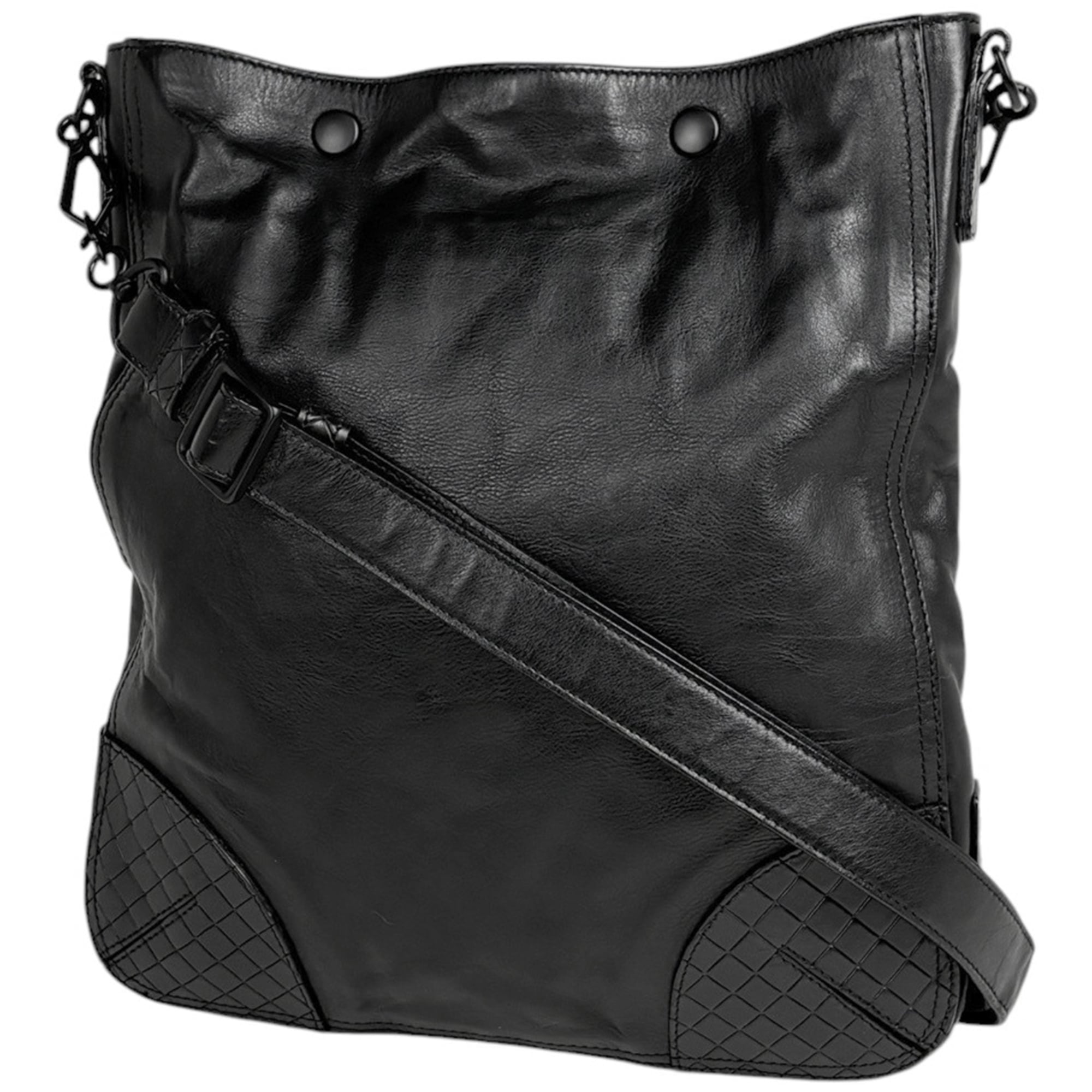 Bottega Veneta Black Leather Shoulder Bag (Pre-Owned)