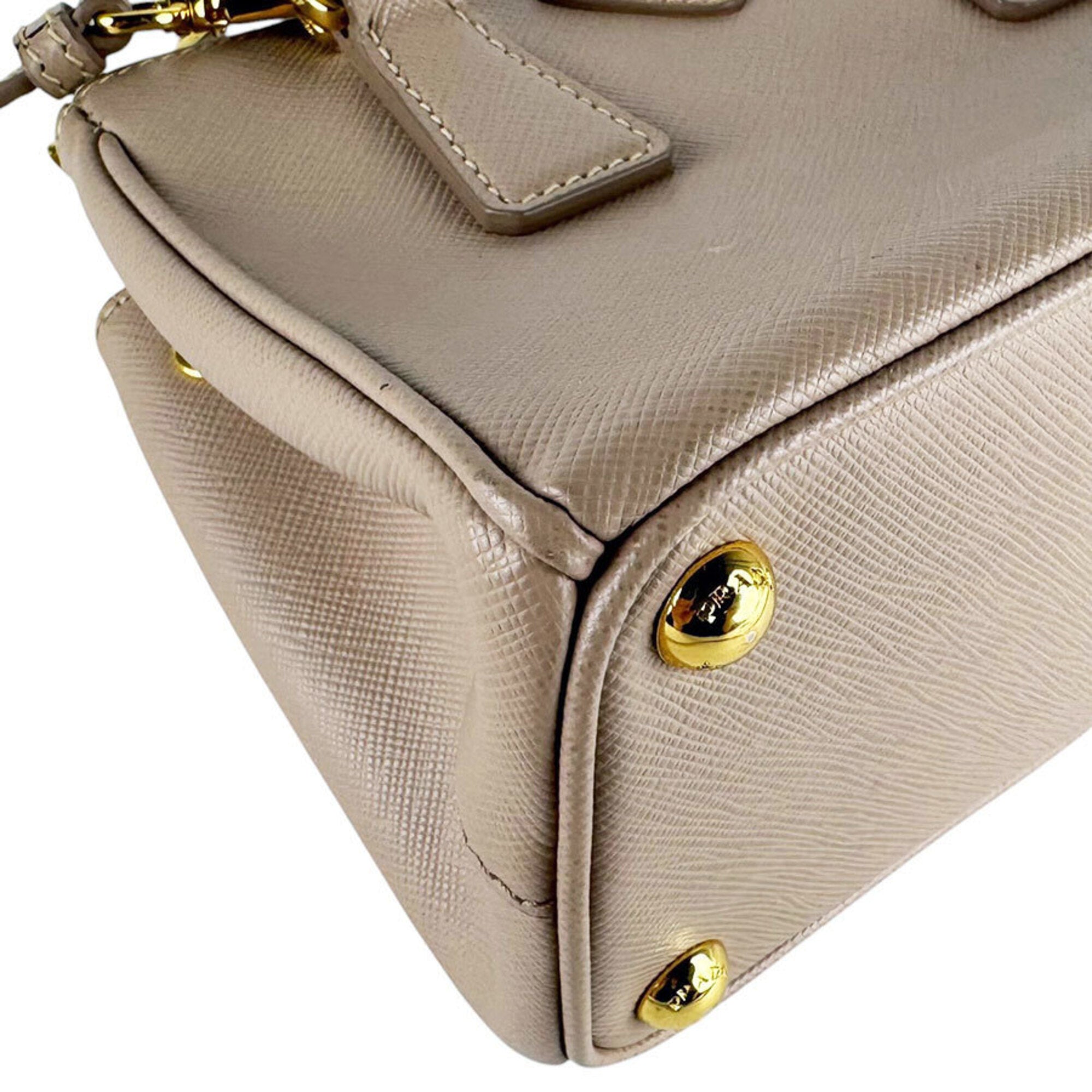 Prada Grayish Leather Handbag Shoulder Bag (Pre-Owned)