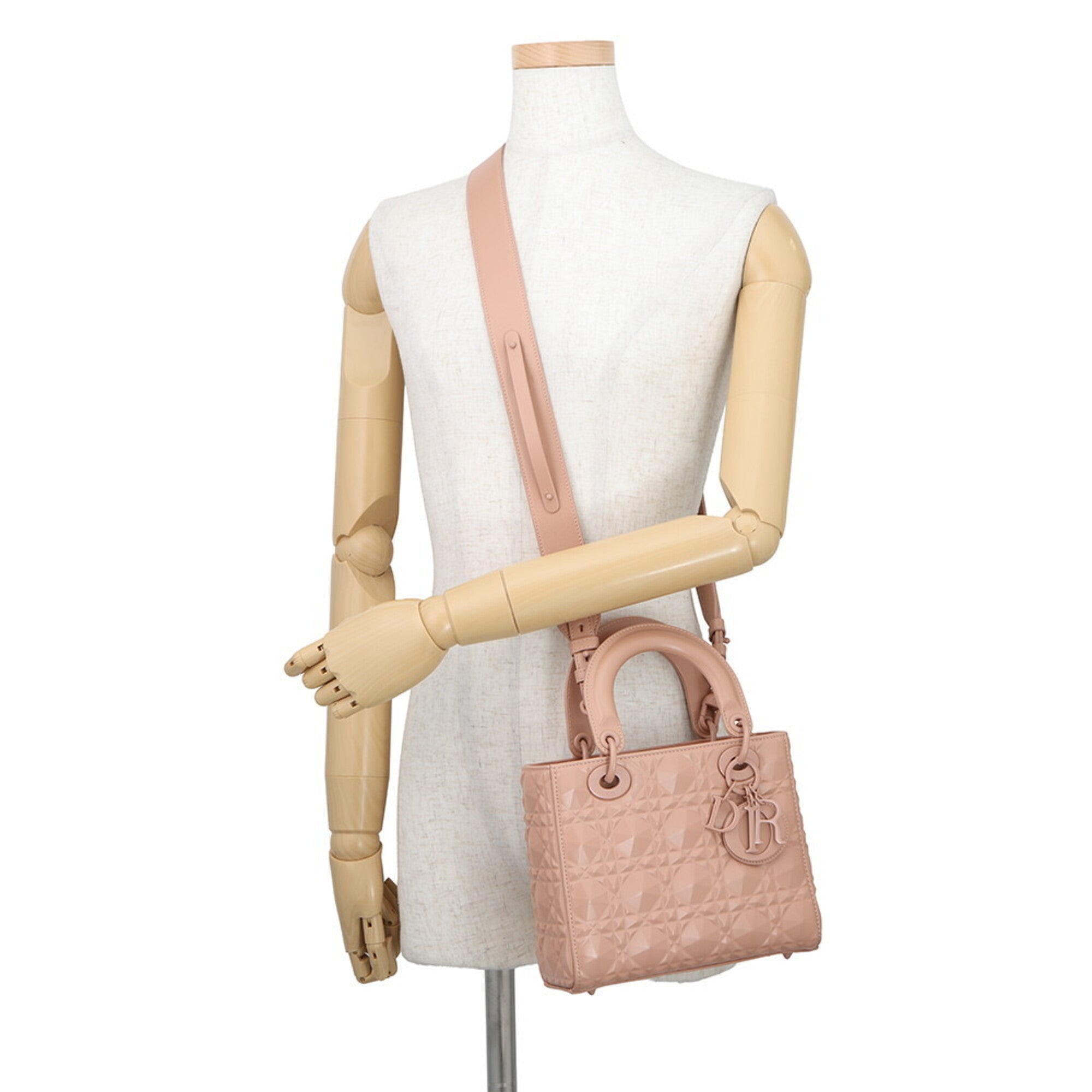 Christian Dior Lady Dior Pink Leather Handbag Shoulder Bag (Pre-Owned)