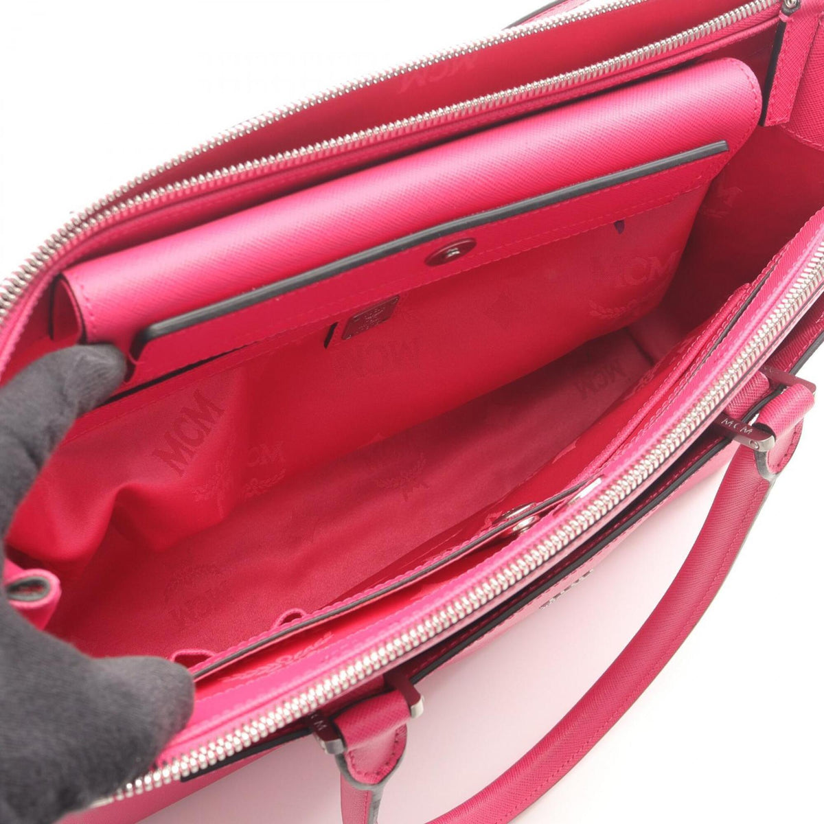 Mcm Pink Leather Handbag Tote Bag (Pre-Owned)