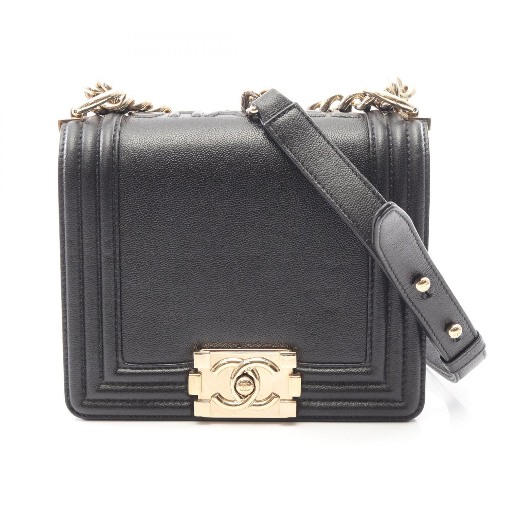 Chanel Black Grained Calfskin Handbag Shoulder Bag (Pre-Owned)