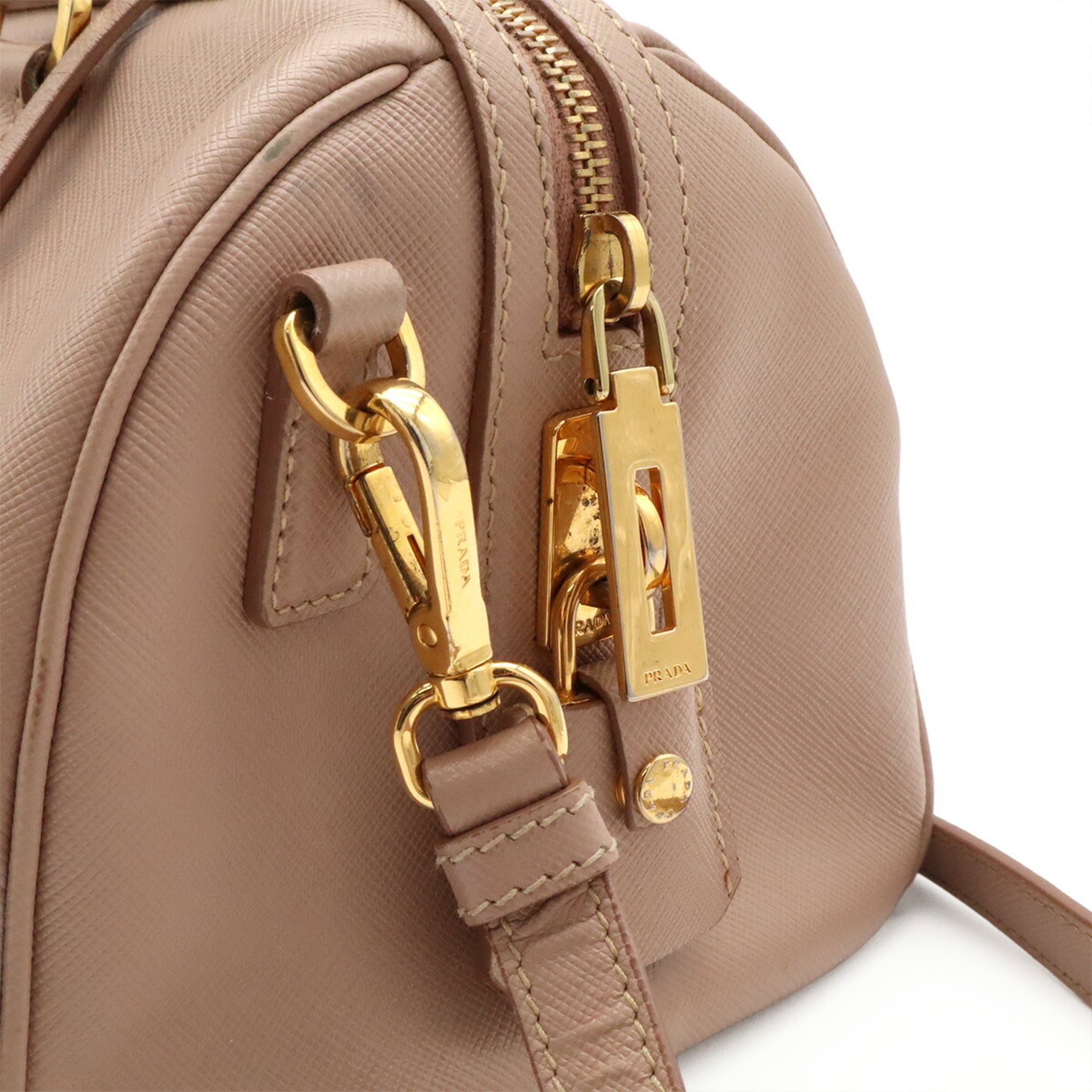 Prada Beige Pink Beige Saffiano Handbag Shoulder Bag (Pre-Owned)