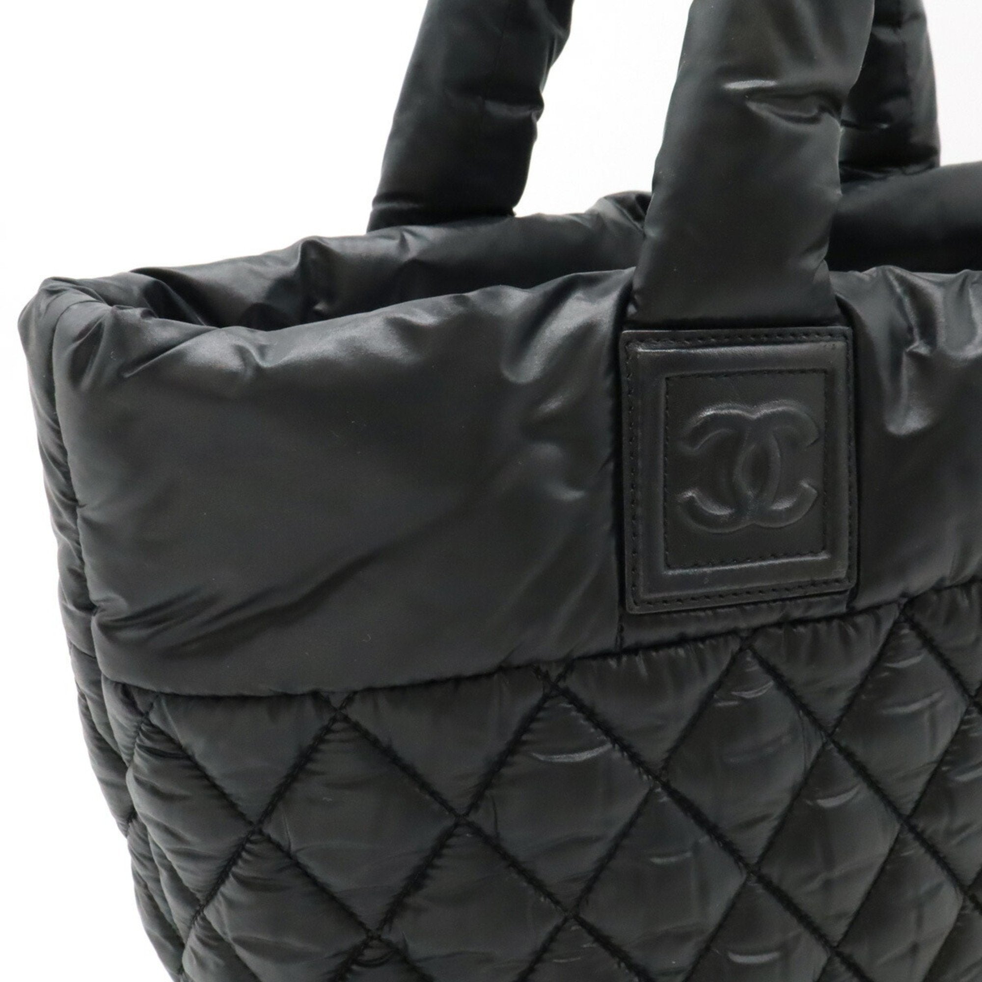 Chanel Black Nylon Leather Handbag Tote Bag (Pre-Owned)