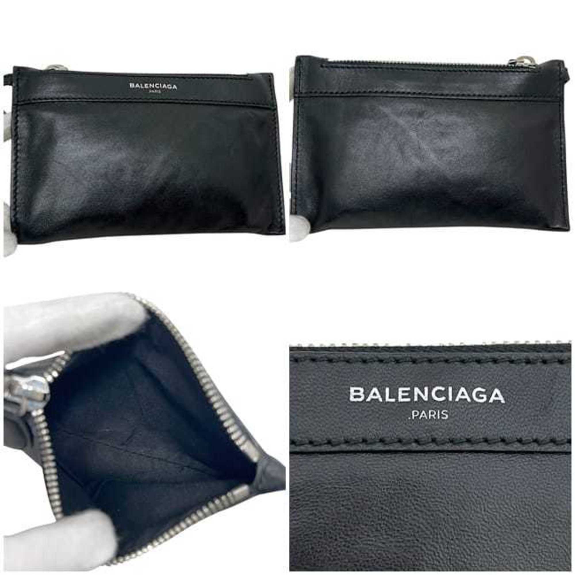 Balenciaga Black Leather Handbag Pouch Shoulder Bag Tote Bag (Pre-Owned)