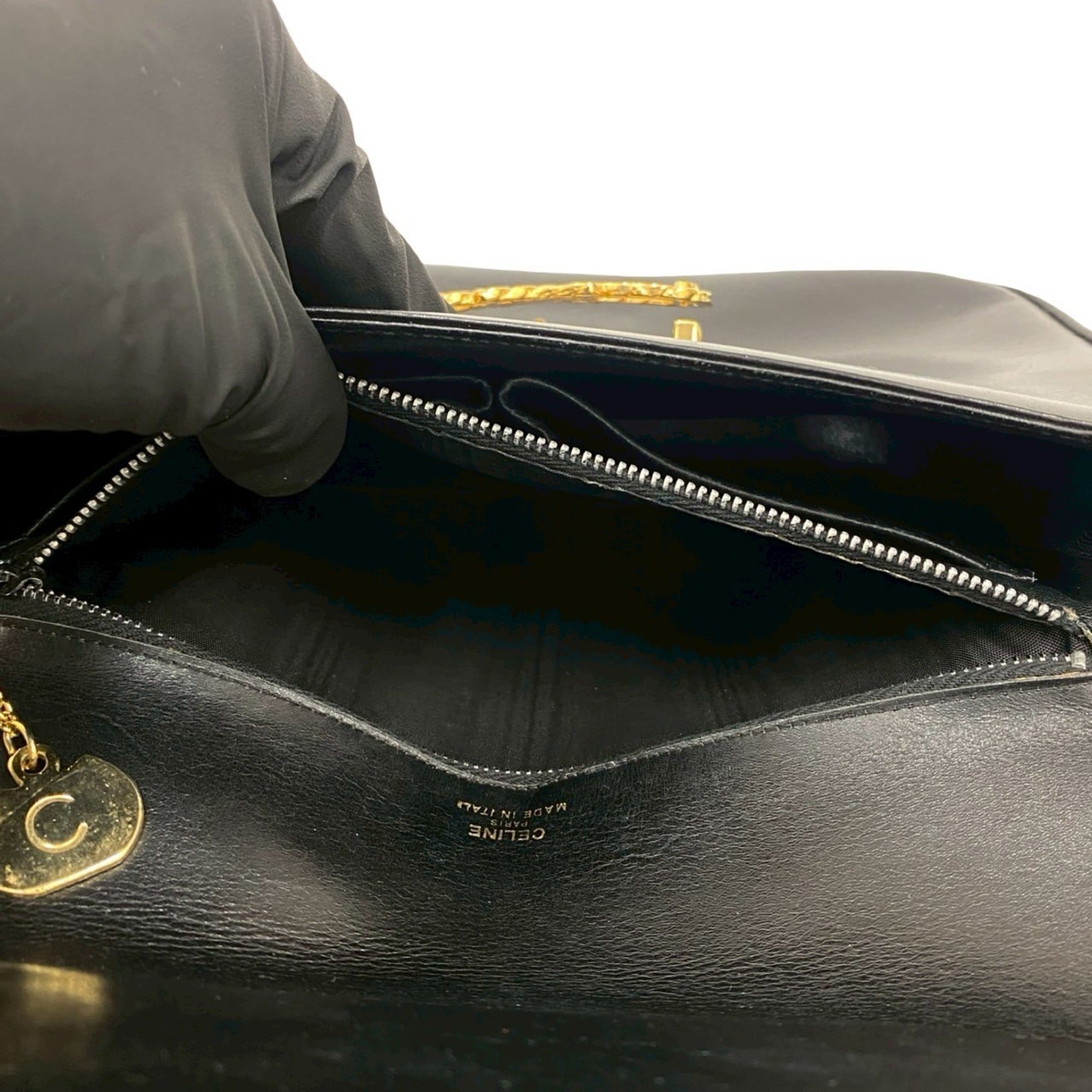 Celine Black Leather Pochette Shoulder Bag (Pre-Owned)