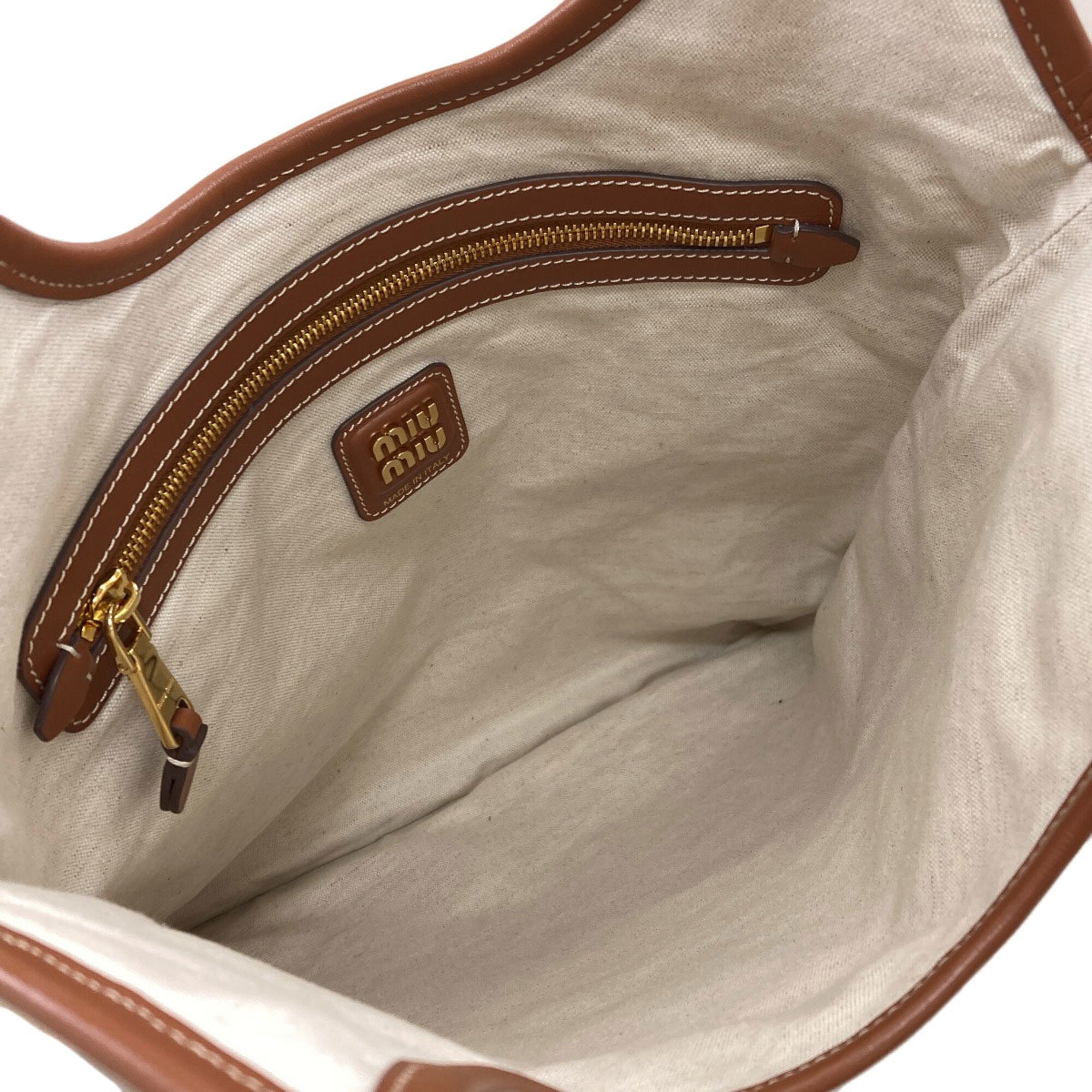 Miu Miu Brown Canvas Tote Bag (Pre-Owned)