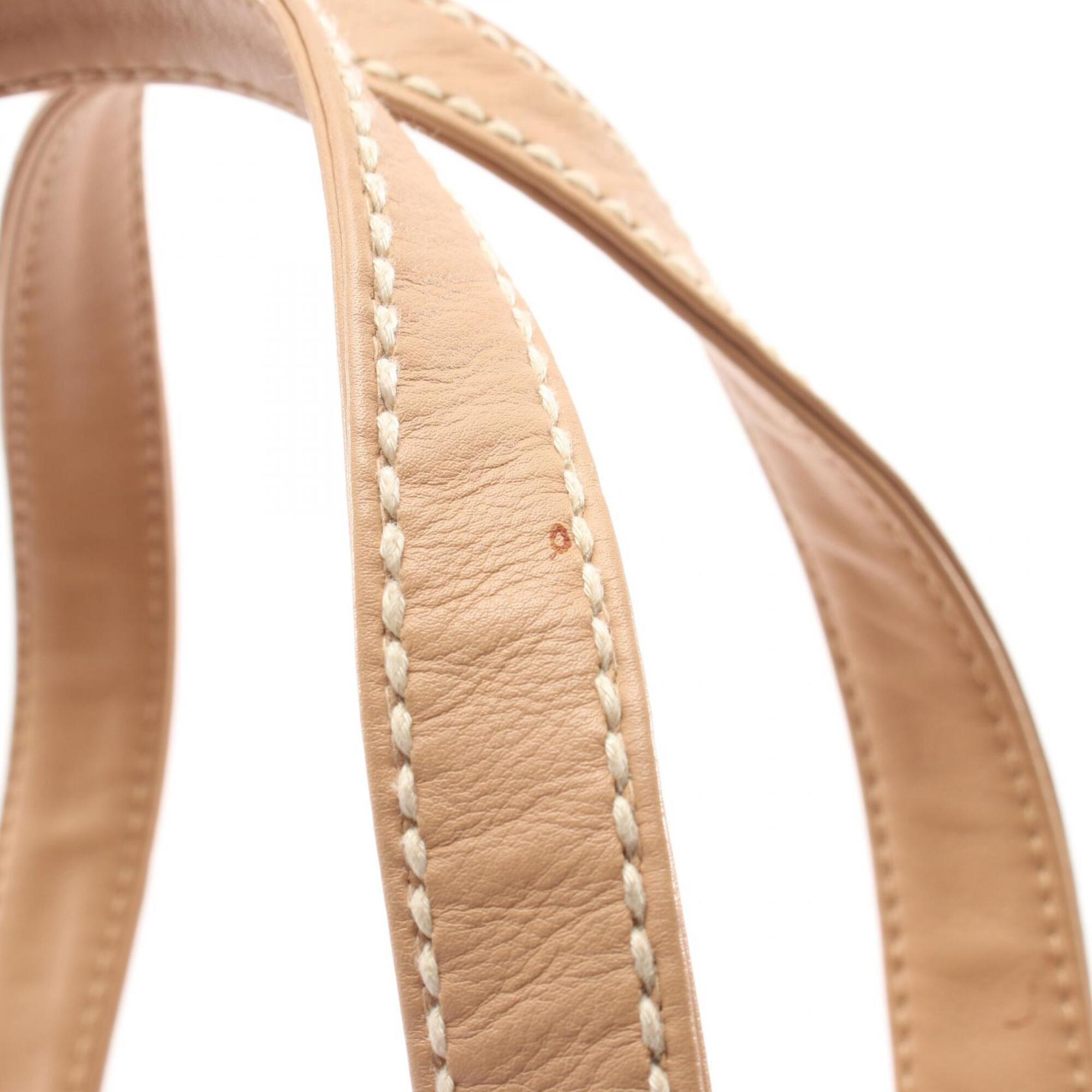 Chanel Beige Leather Handbag Tote Bag (Pre-Owned)