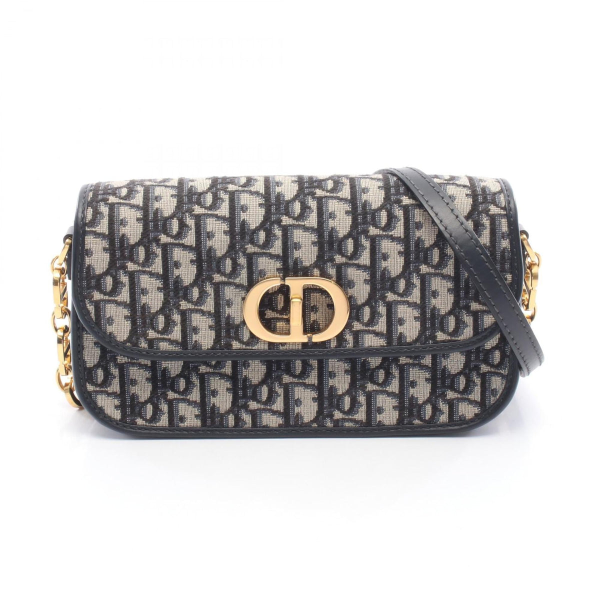 Christian Dior Beige Navy Canvas Leather Handbag Shoulder Bag (Pre-Owned)