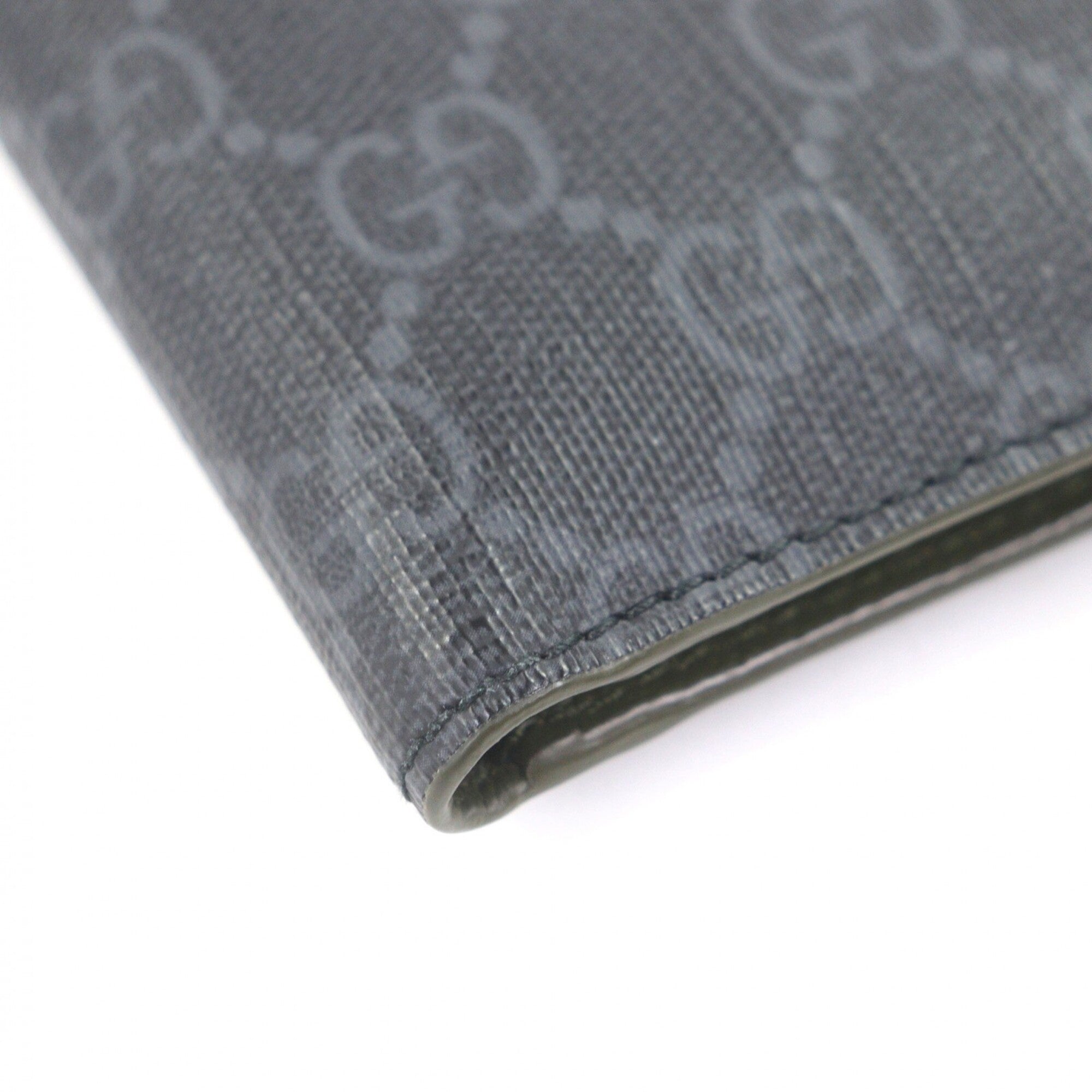 Gucci Gray Khaki Gg Canvas Leather Wallet (Bi-Fold) (Pre-Owned)