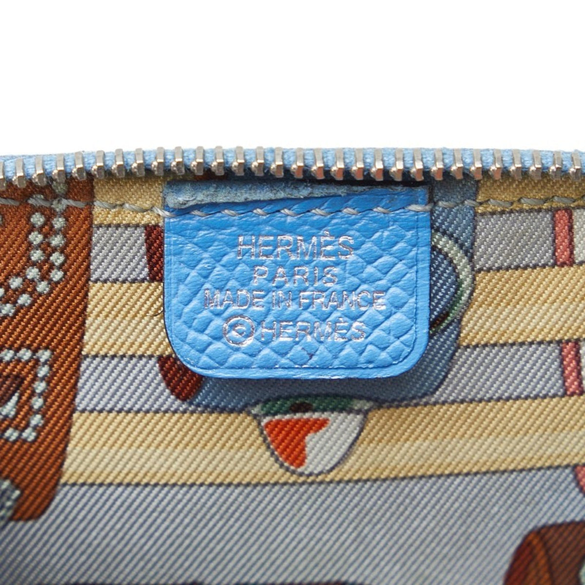 Hermes Silk'in Blue Leather Coin Purse/Coin Case (Pre-Owned)