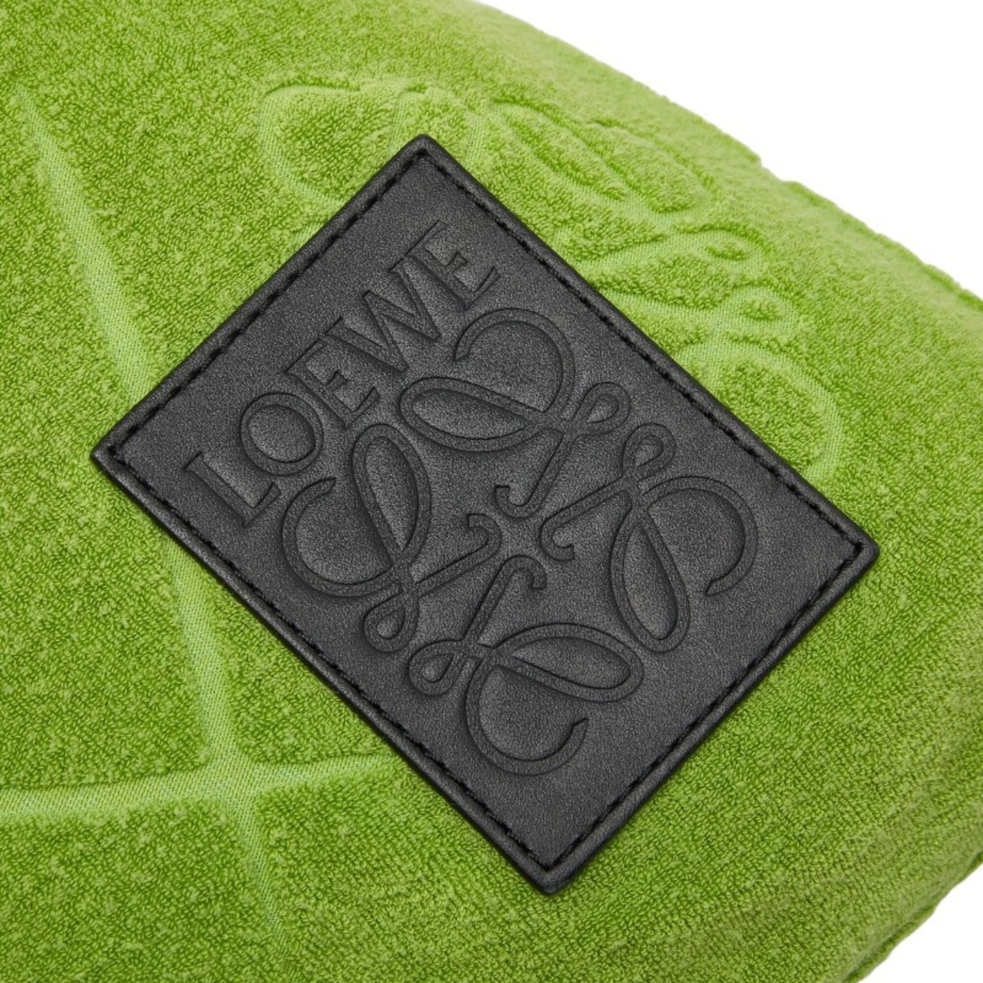 Loewe Green Pile Fabric Leather Pouch (Pre-Owned)