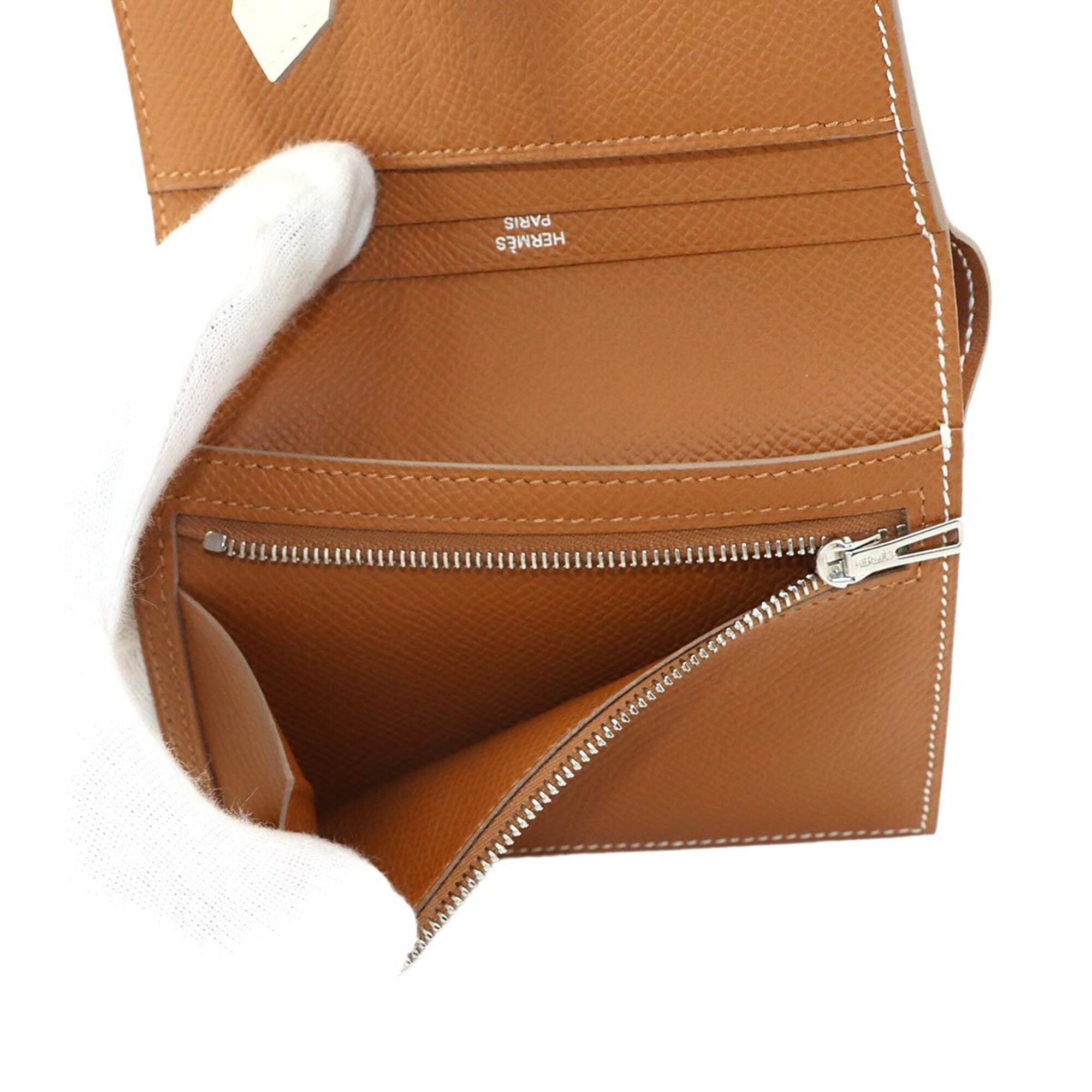 Hermes Brown White Epsom Leather Wallet (Bi-Fold) (Pre-Owned)
