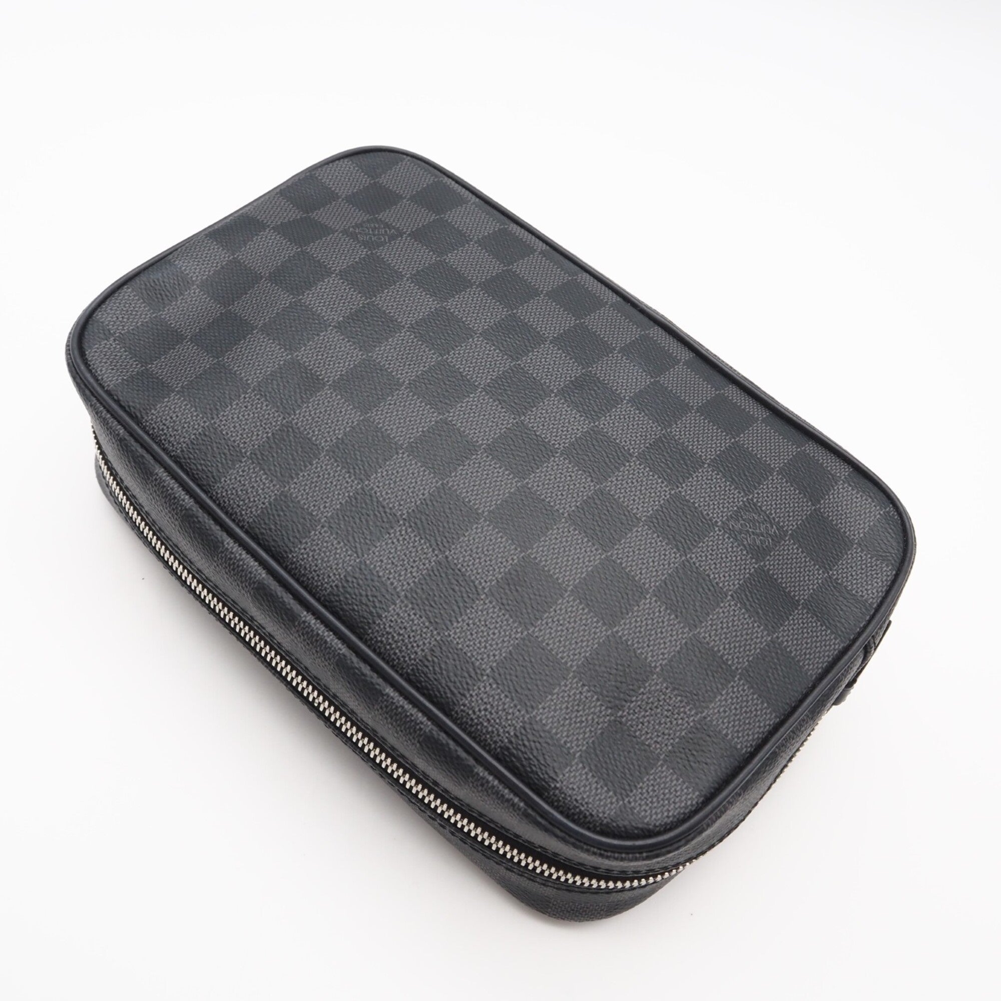 Louis Vuitton Black Gray Coated Canvas Leather Clutch Bag (Pre-Owned)