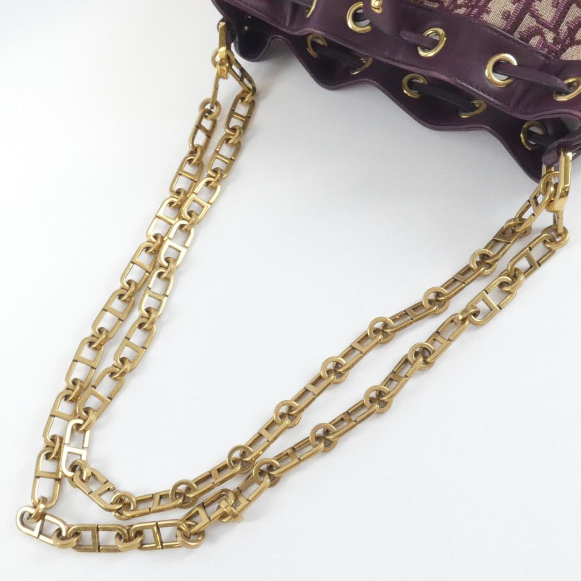 Christian Dior Burgundy Canvas Shoulder Bag (Pre-Owned)