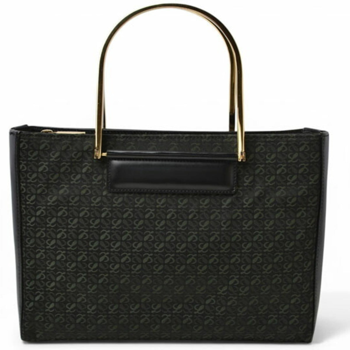 Loewe Black Green Leather Canvas Handbag (Pre-Owned)