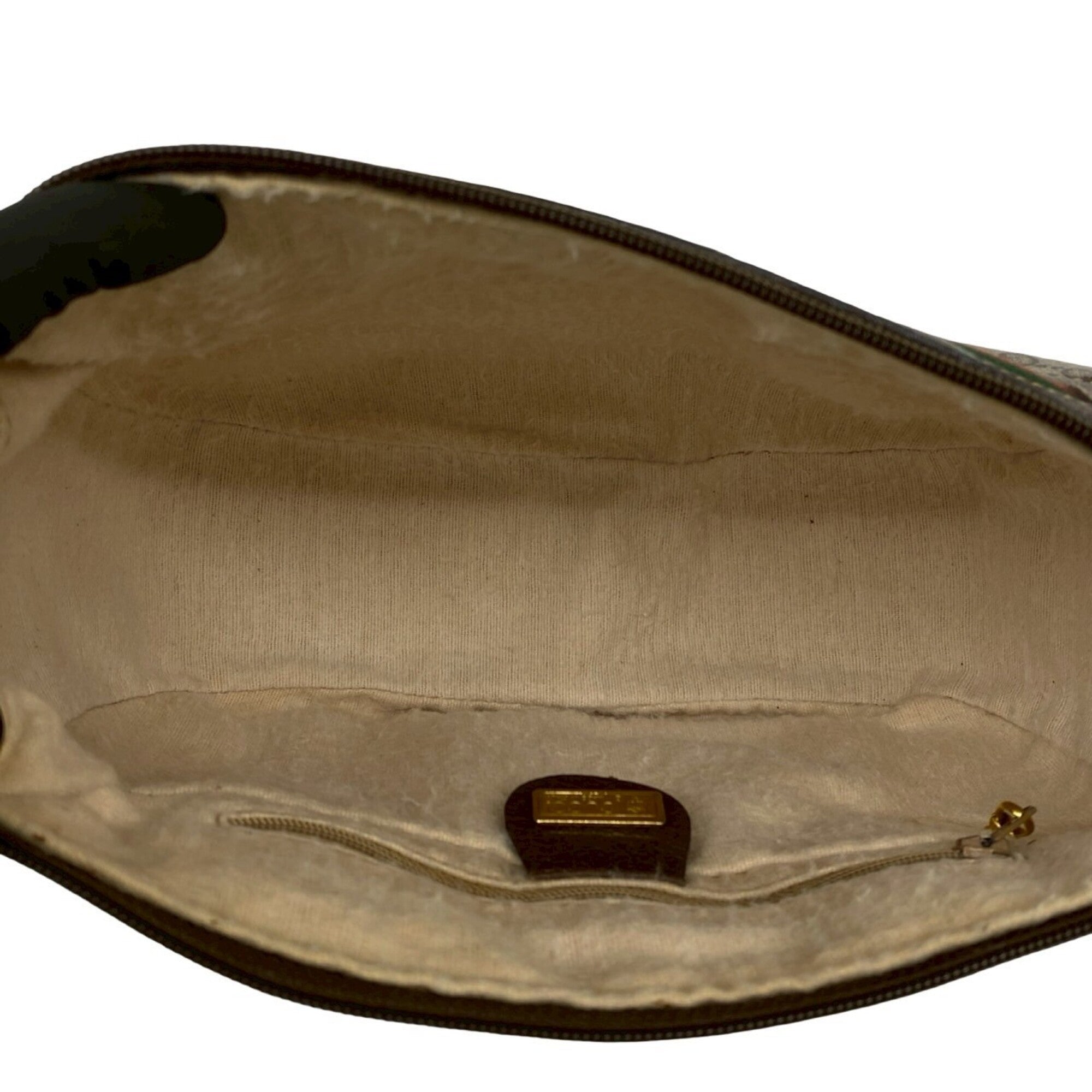 Gucci Brown Green Red Color Leather Pvc Shoulder Bag (Pre-Owned)