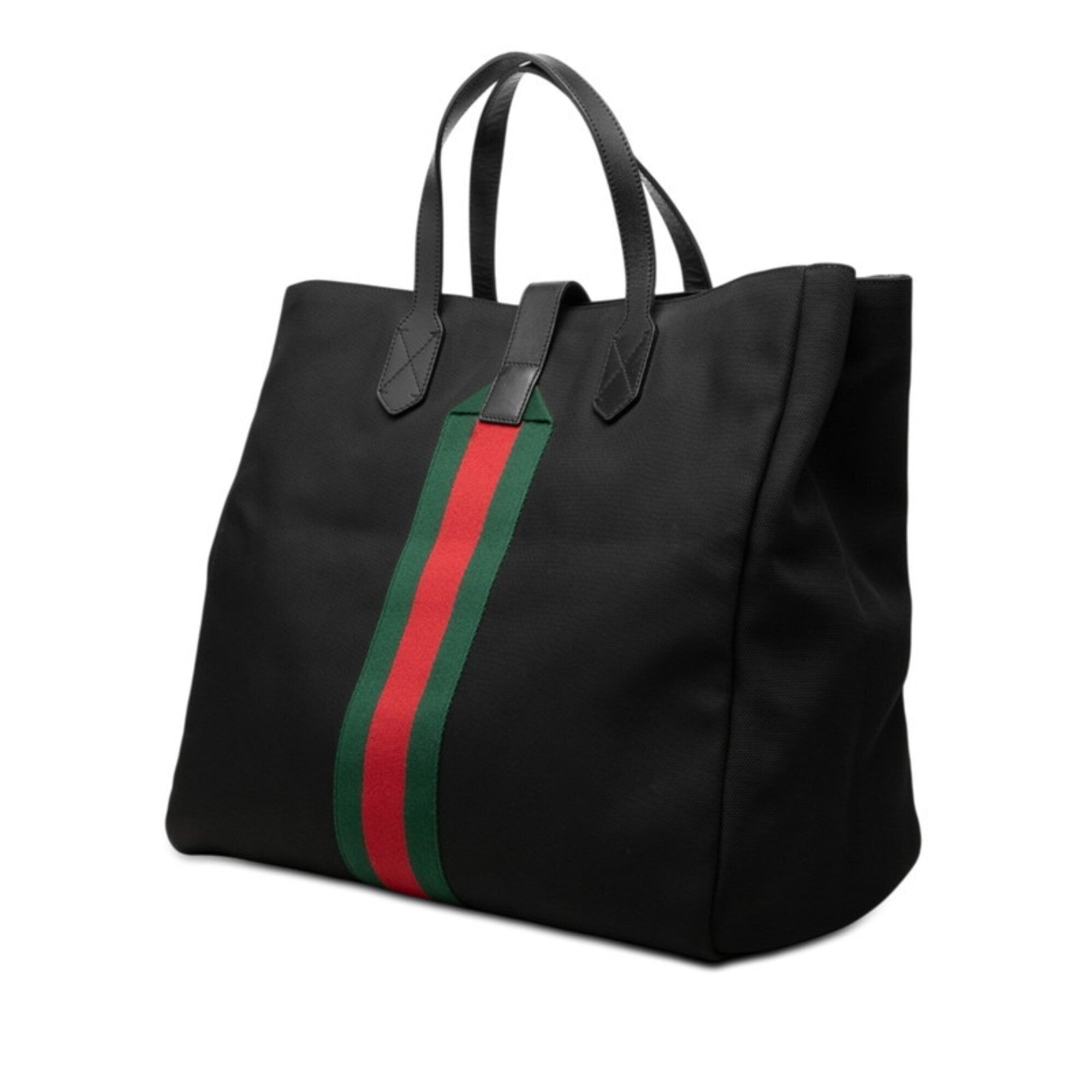 Gucci Black Canvas Leather Tote Bag (Pre-Owned)