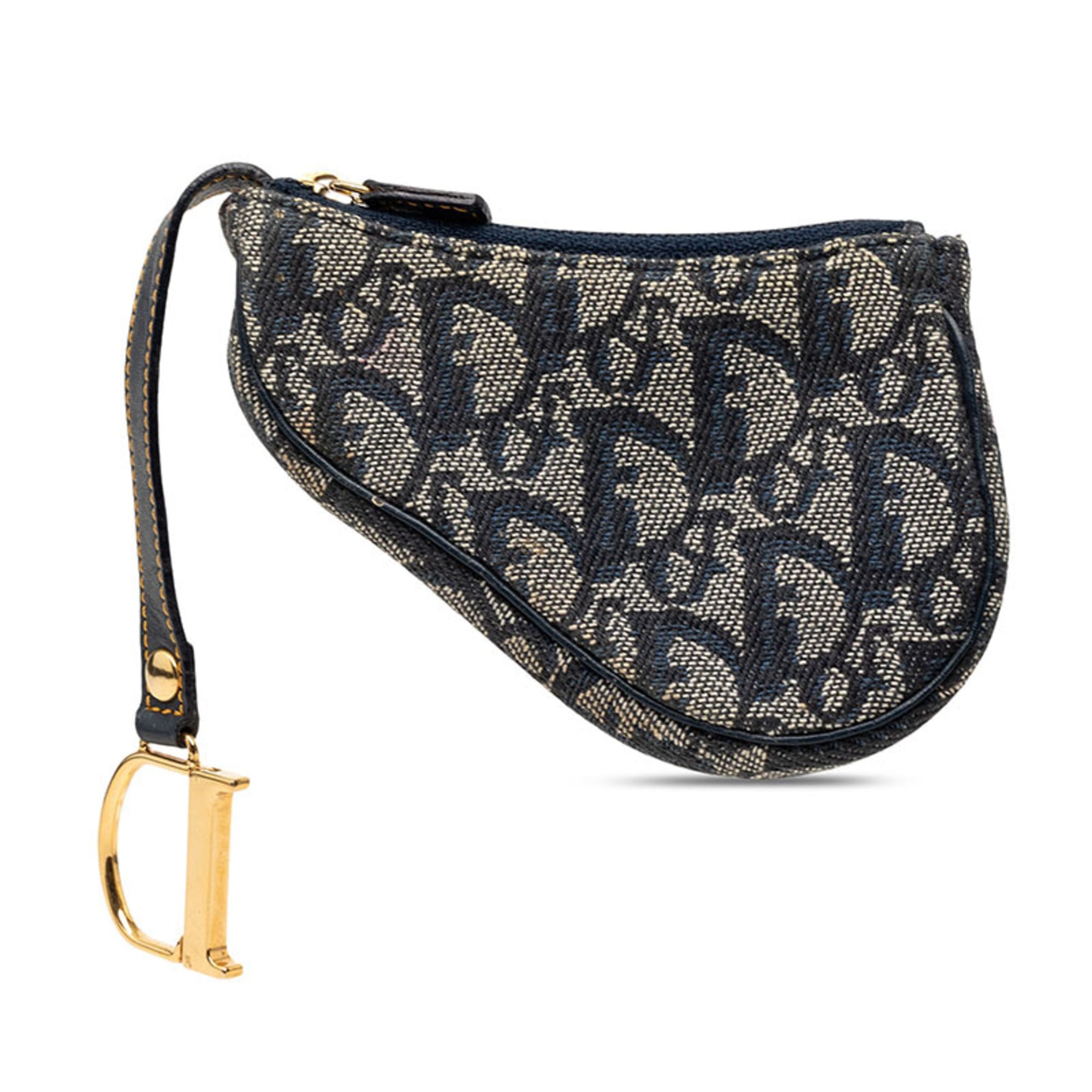 Christian Dior Navy Canvas Leather Handbag Pouch (Pre-Owned)