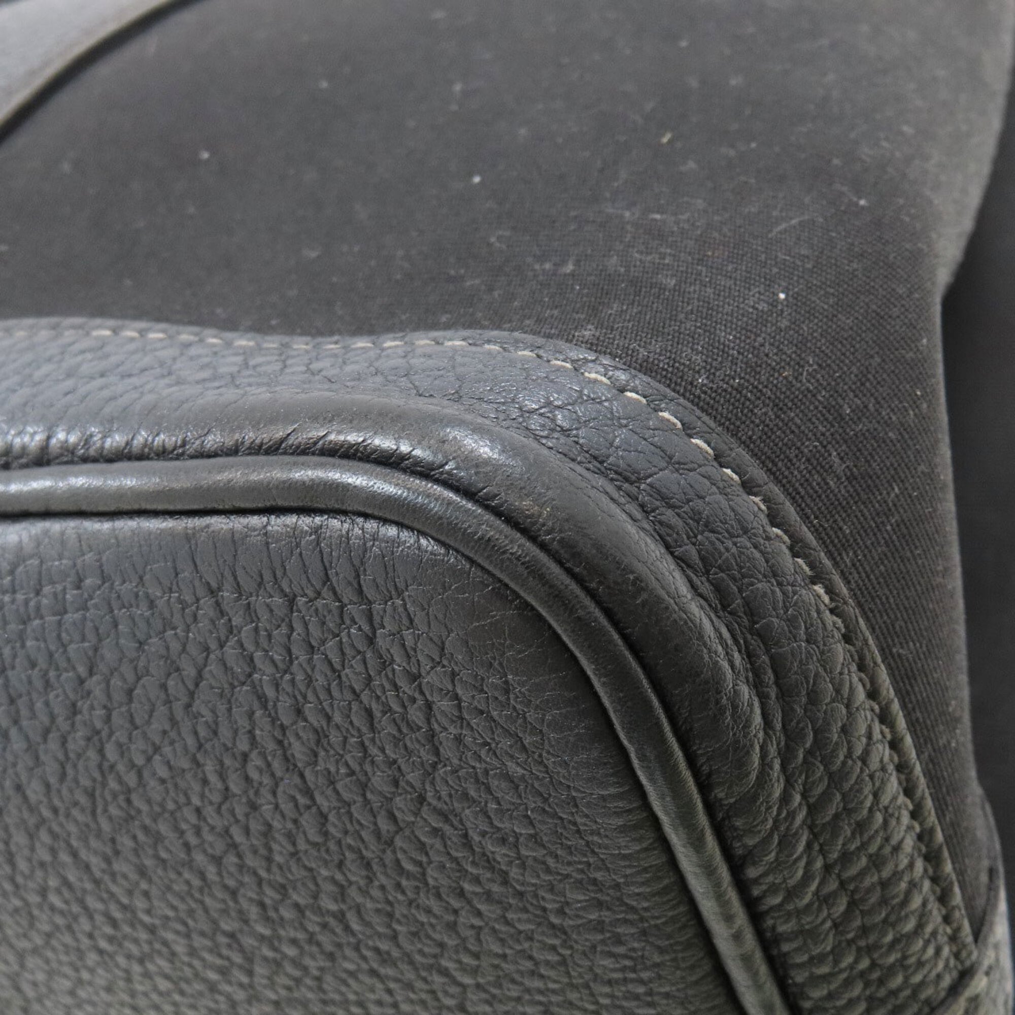 Hermes Black Buffalo Leather Toile Officier Tote Bag (Pre-Owned)