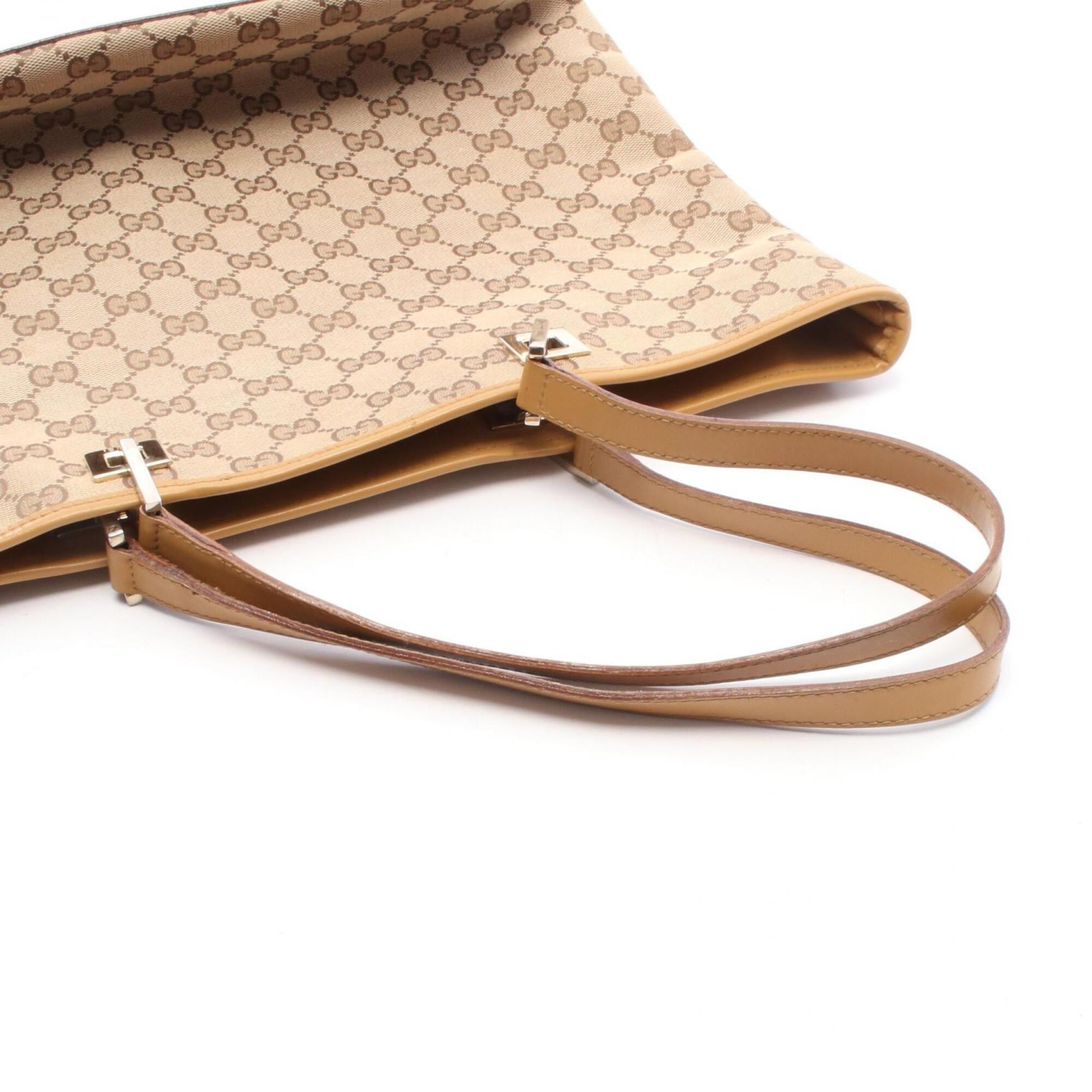 Gucci Gg Canvas Beige Brown Gg Canvas Handbag Tote Bag (Pre-Owned)
