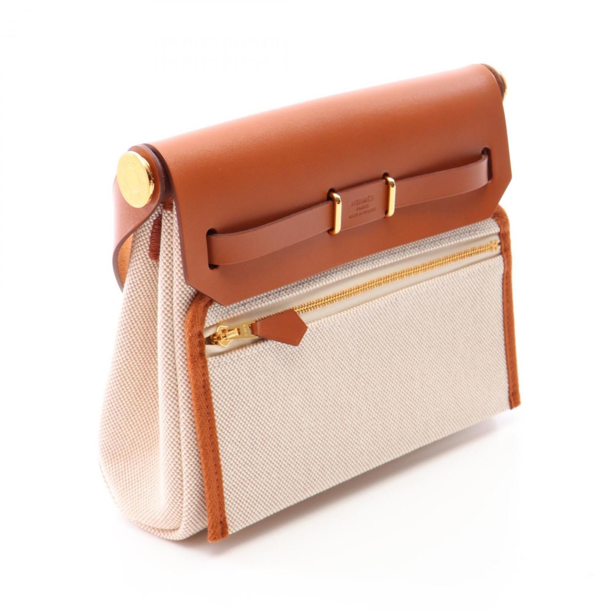 Hermes Brown Ecru Ivory Toile H Handbag Shoulder Bag (Pre-Owned)