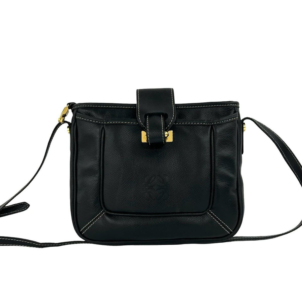 Loewe Black Leather Crossbody Bag Pochette Shoulder Bag (Pre-Owned)