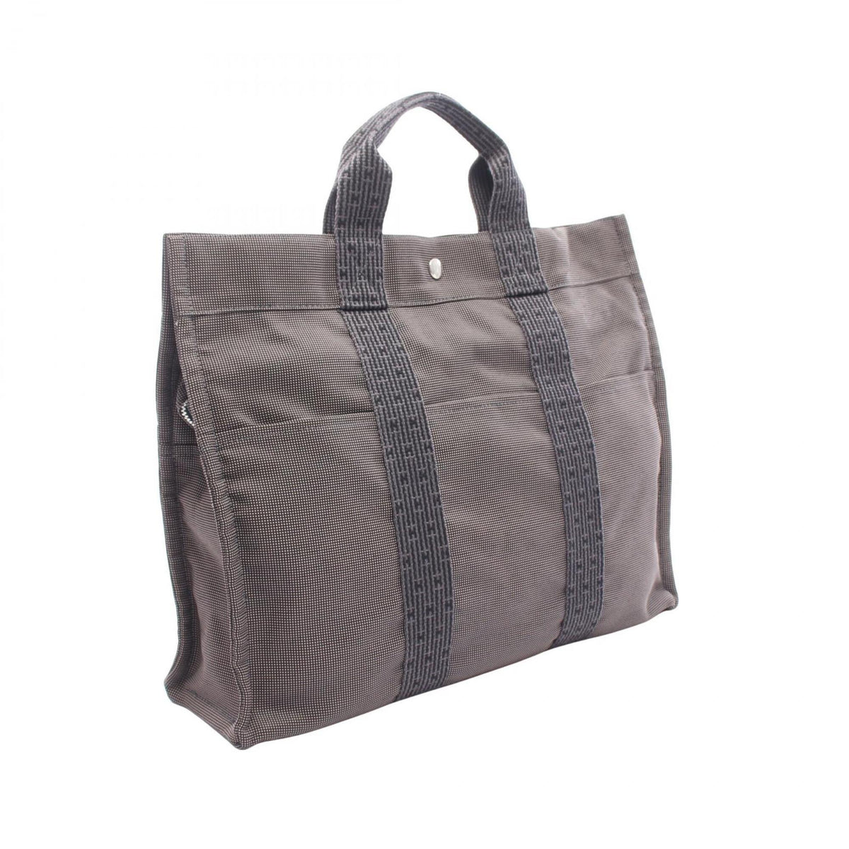 Hermes Gray Nylon Canvas Handbag Tote Bag (Pre-Owned)